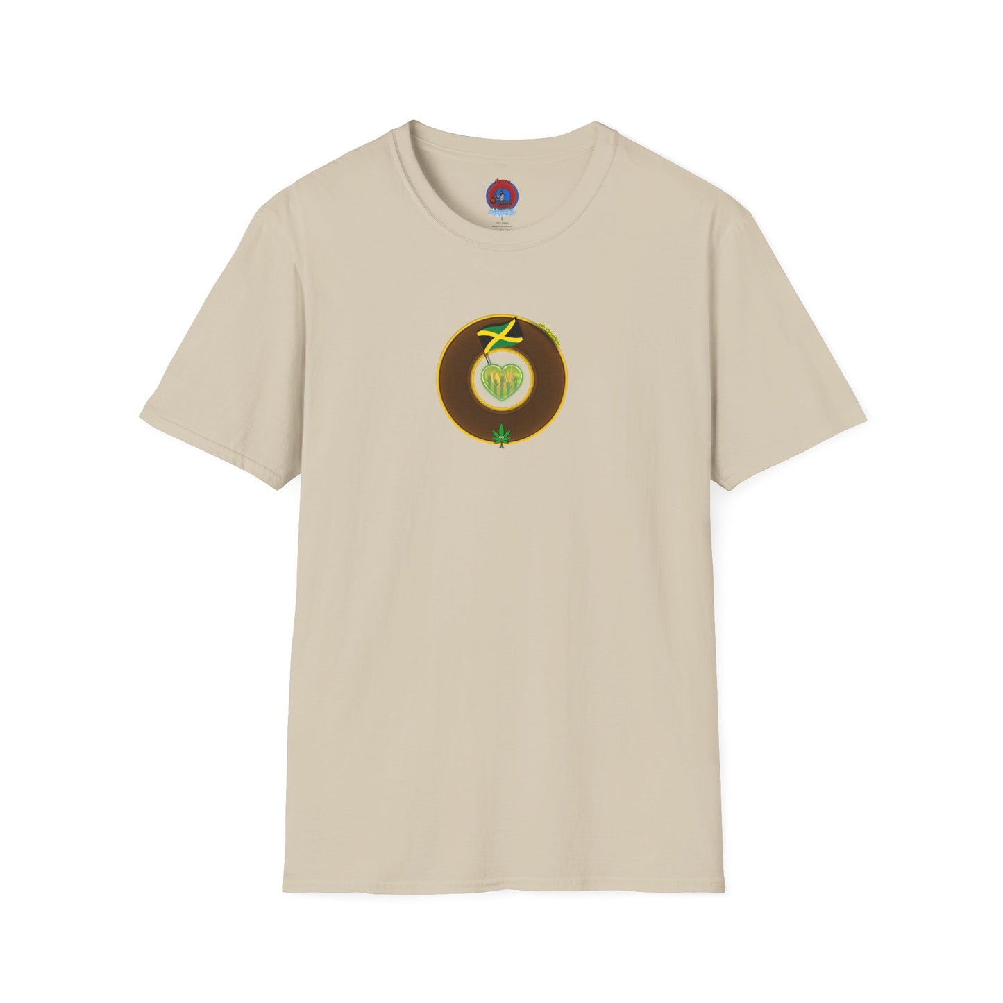 Classic Donut Tee - Unisex Soft-Style - "Jah Volunteers Protect Jah Love... and donuts!" - vivid brown/gold donut