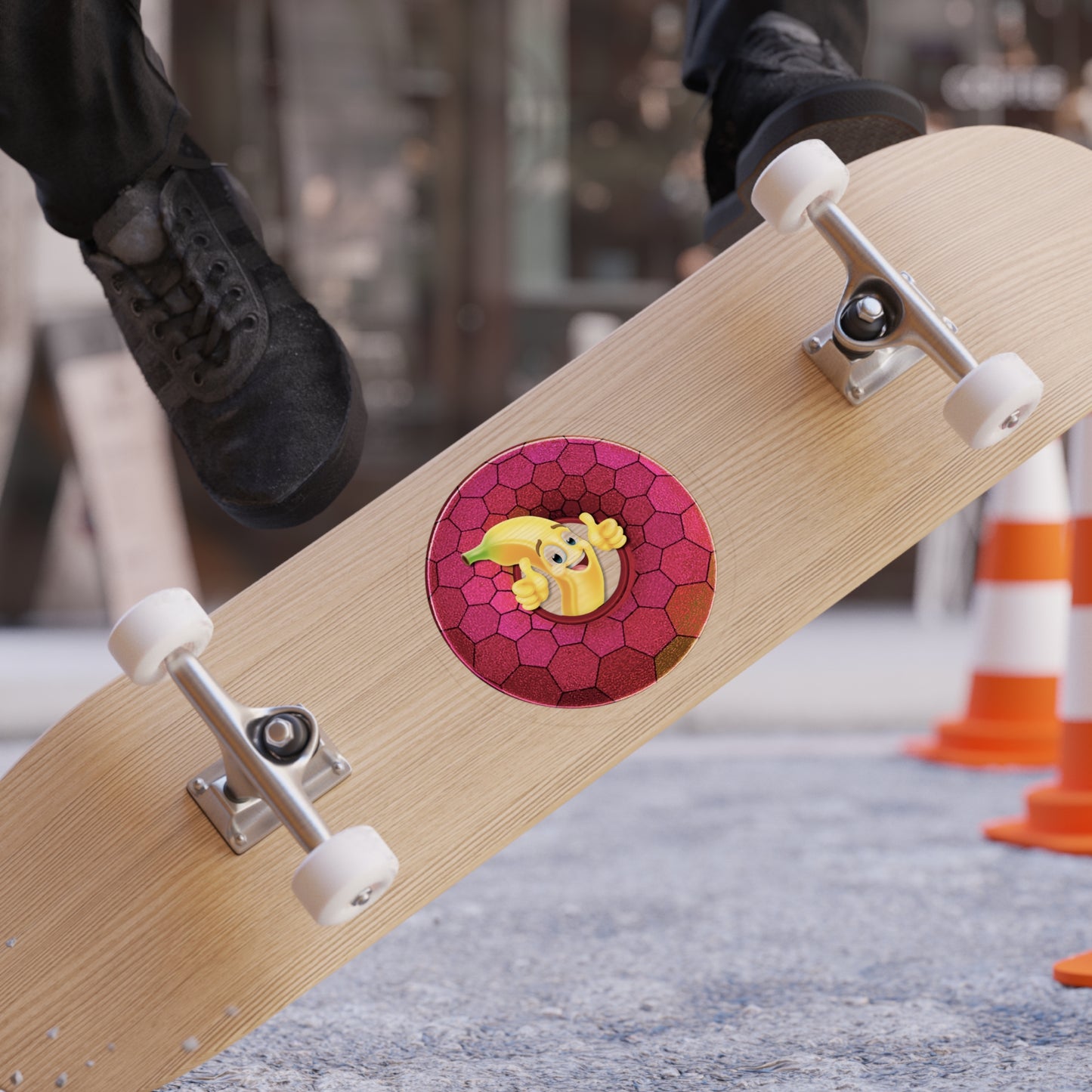 6"x 6" - Donut Bumper/Outdoor [Die-Cut] Sticker - variant () - megenta hexadonut