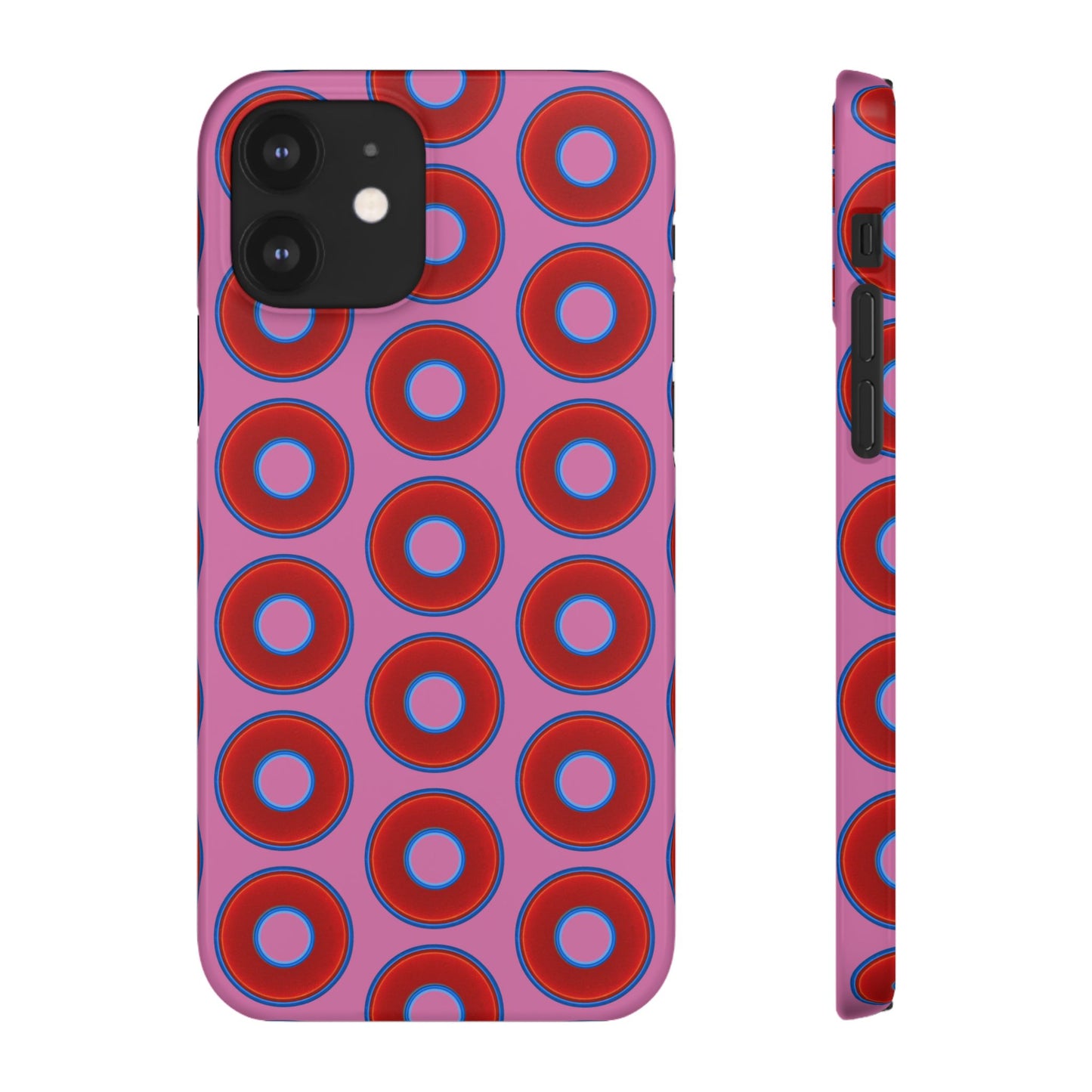 Lumpy Donut Snap Case - red vivid donut print w/light pink background
