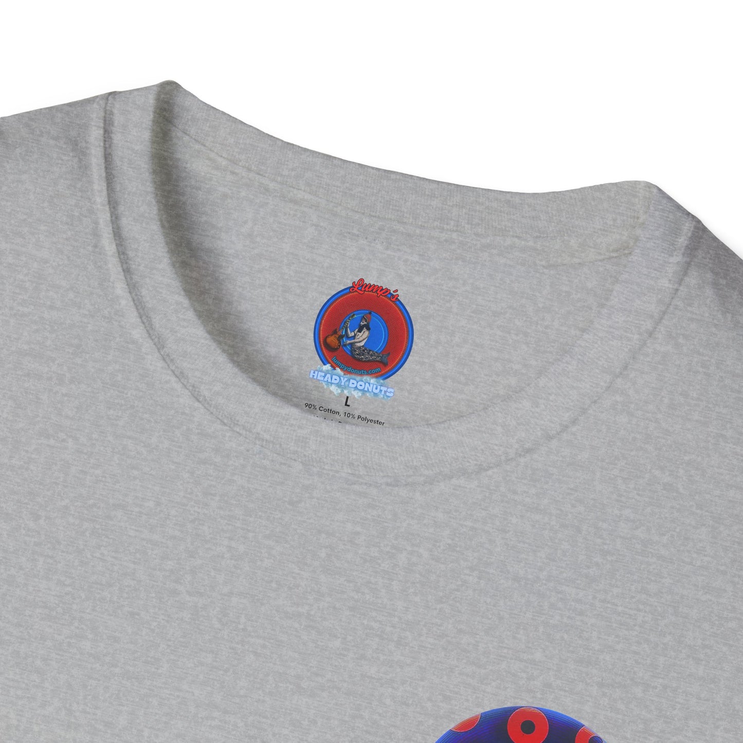 Classic Donut Tee - Unisex Soft-Style - "Blow this Popsicle Stand" - blue/red paradox bomb pop donut - variant 1