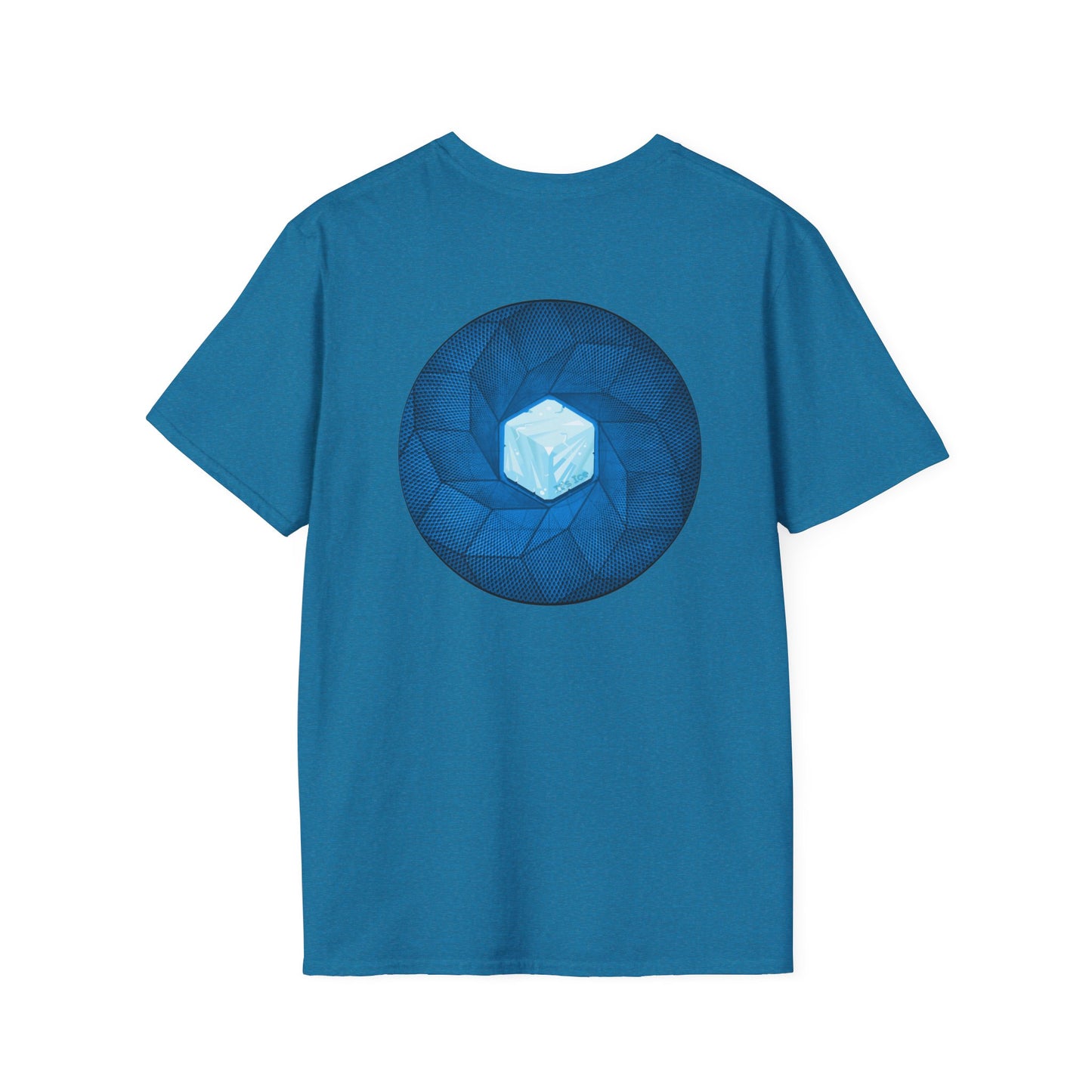 Coffee Traders Tee - Unisex Soft-Style - "Tasty Coffee" - paradoxical donut/cubed blue donut - variant 2 - logo front/It's Ice Cube's back