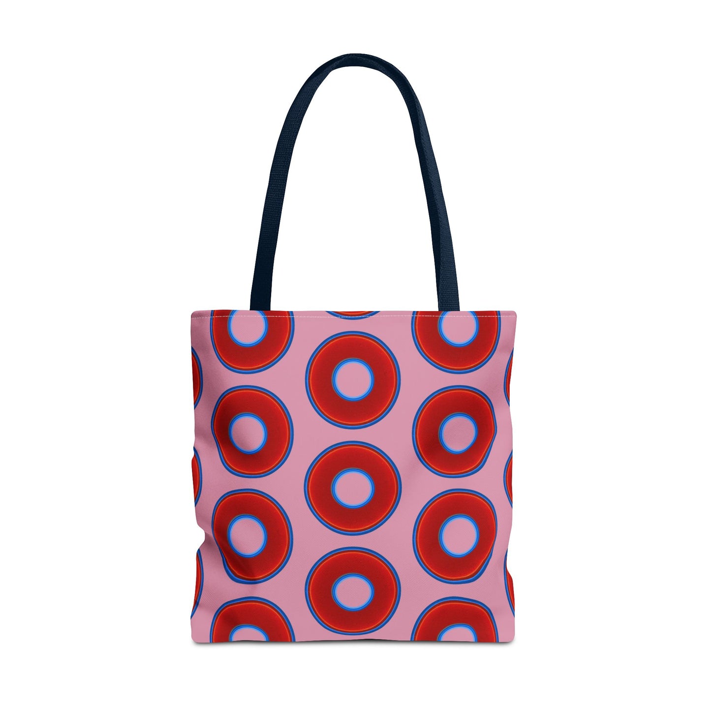 Lumpy Beach/Tote Bag - red vivid donuts w/pale magenta background