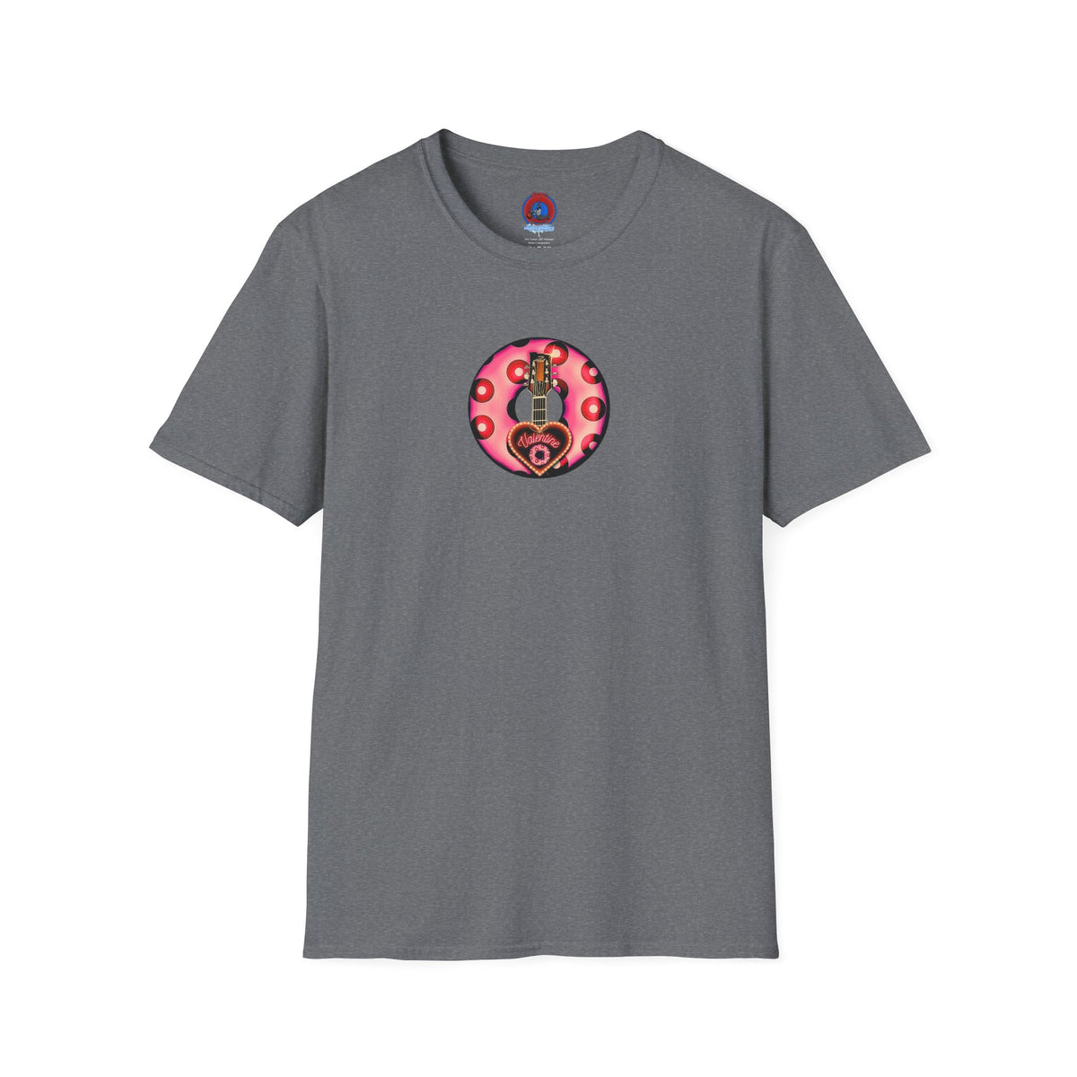 Classic Donut Tee - Unisex Soft-Style - "Would You Be My Donut?" - paradoxical faded magenta/red donut - variant 1