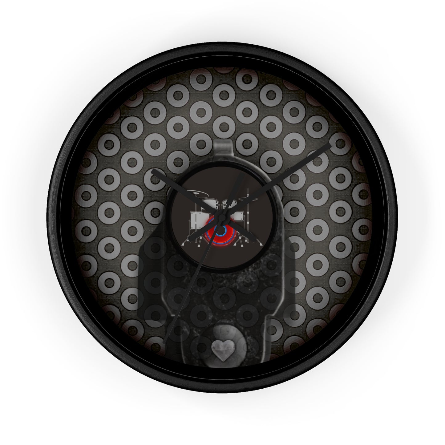 Lumpy Wall Clock - "Life Saving Donut" - gray/black paradoxical donut w/black background