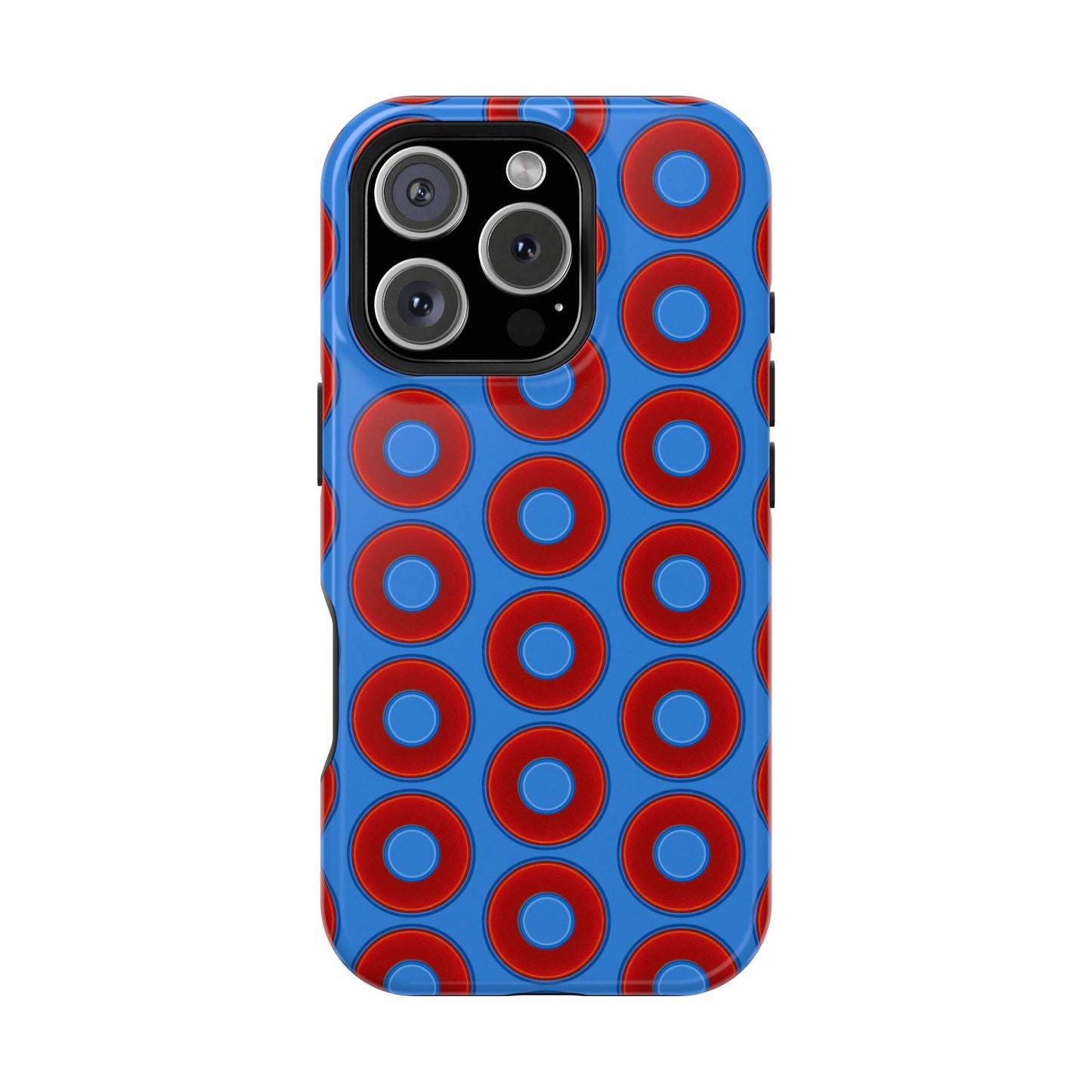 Magnetic Tough Donut Case - red vivid donut print w/light royal blue background