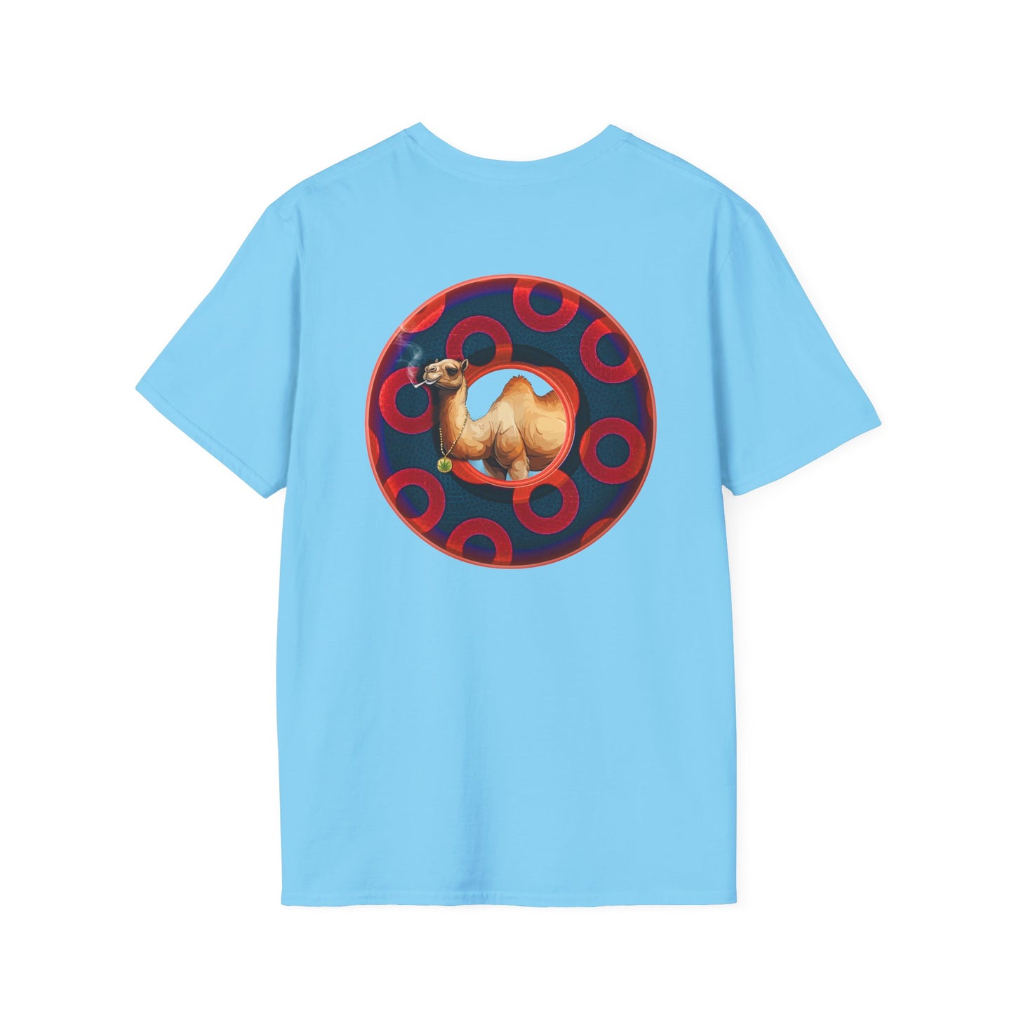 Classic Donut Tee - Unisex Soft-Style - "Joe Camel's Super Cool Donut" - rustic paradox donut - dark navy/red donuts