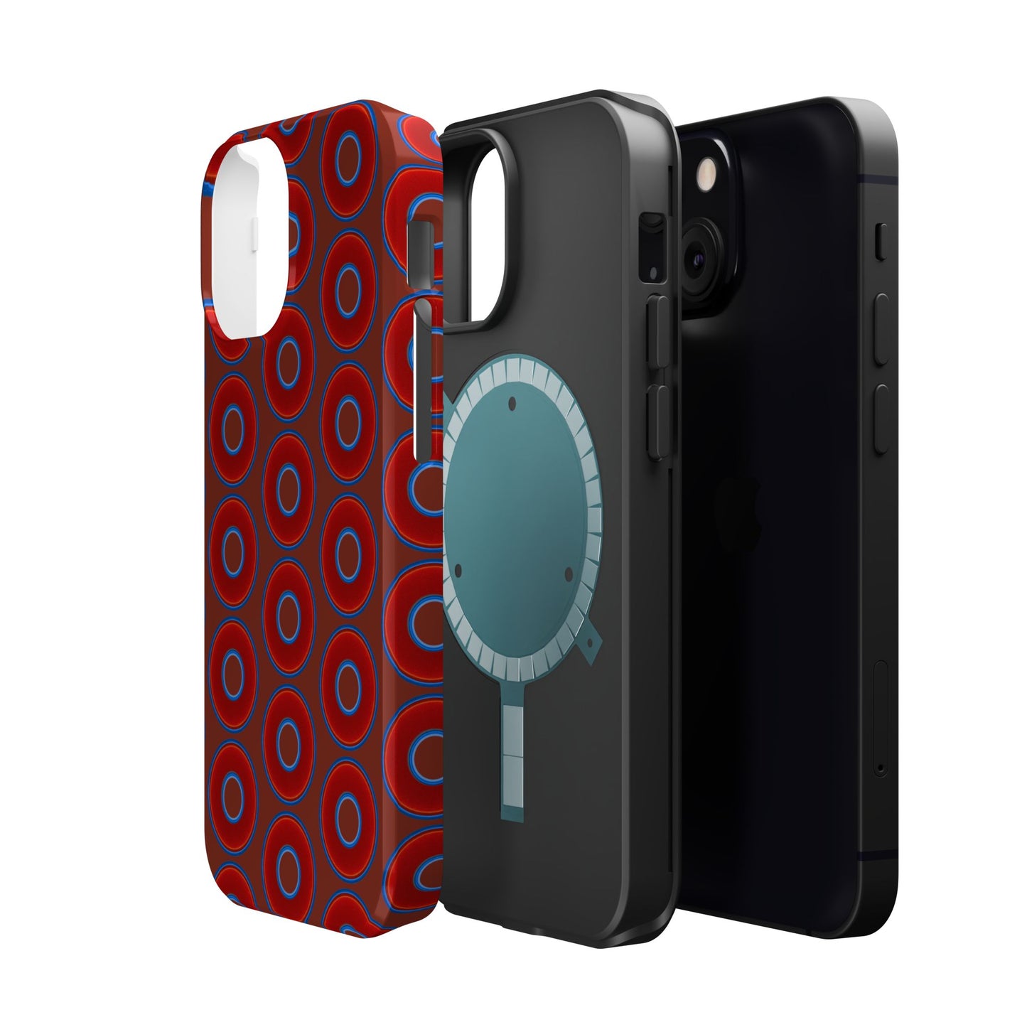 Magnetic Tough Donut Case - red vivid donut print w/burnt umber background