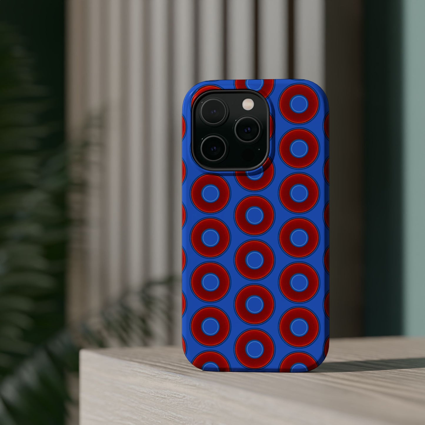 Magnetic Tough Donut Case - red vivid donut print w/medium royal blue background