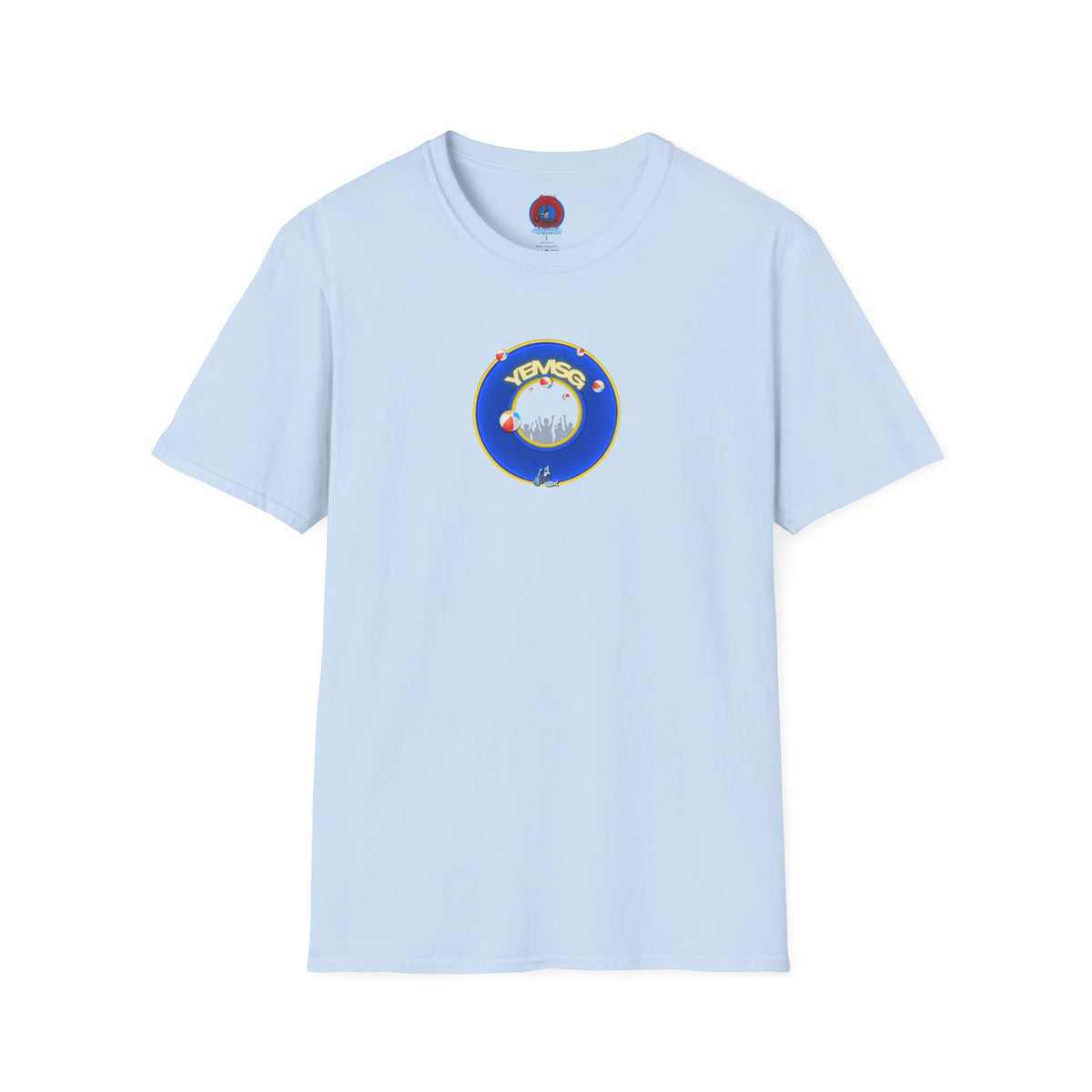 Donut Tee - Unisex Soft-Style - "The Donut's Secret Ingredient? MSG" - vivid blue/yellow donut - variant 2