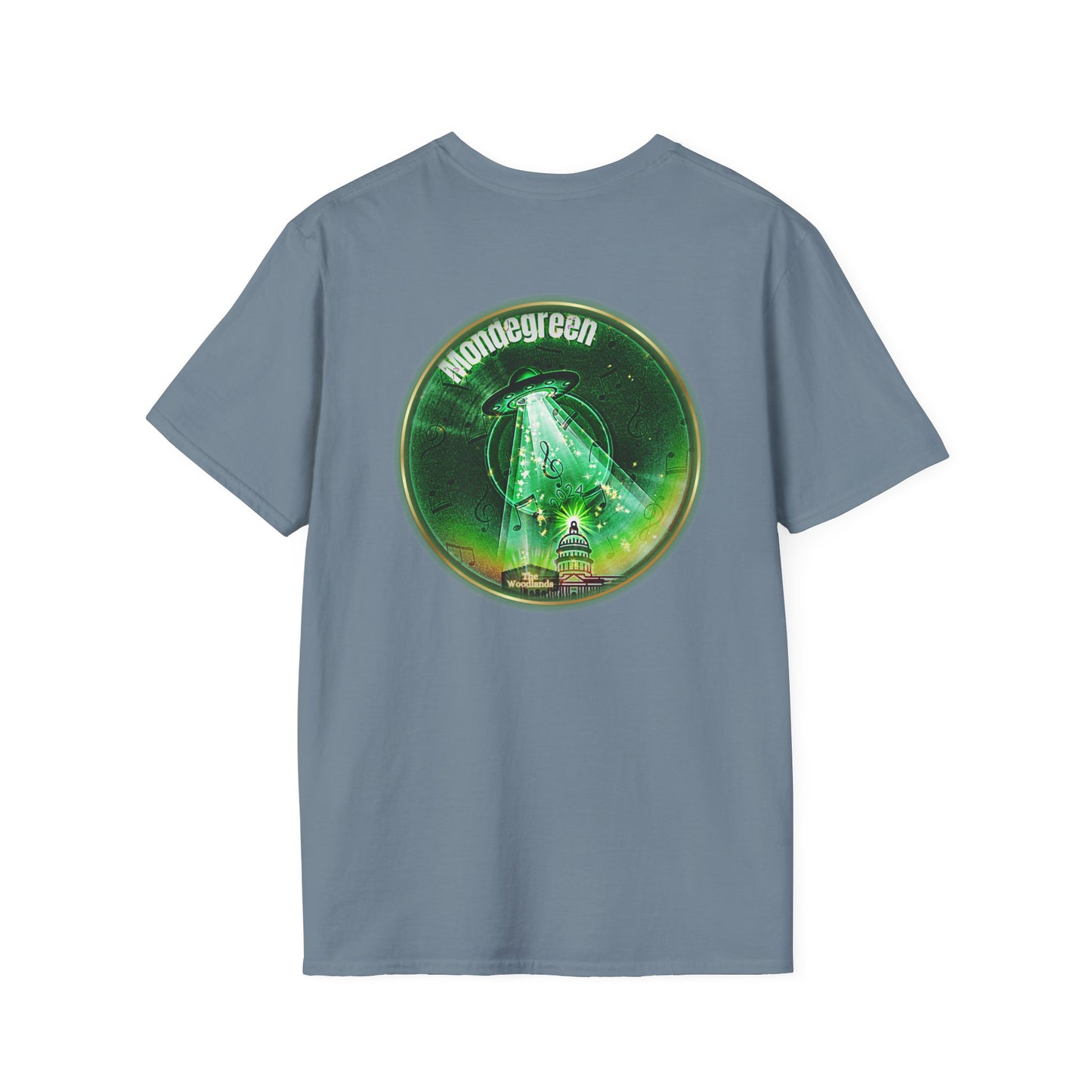 Classic Donut Tee - Unisex Soft-Style - "Close Encounters of the Delaware kind - Mondegreen Donut"  " variant 2 - green donut