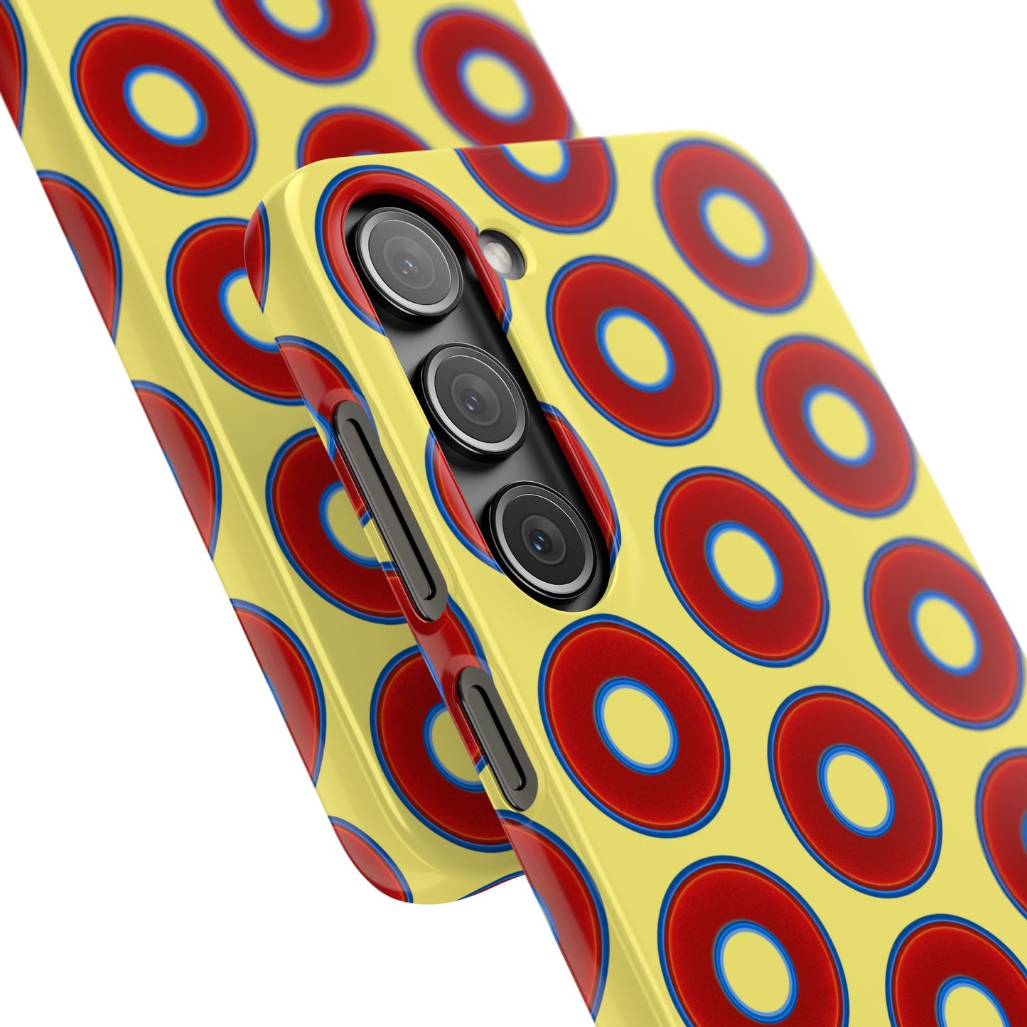 Lumpy Donut Snap Case - red vivid donut print w/yellow background