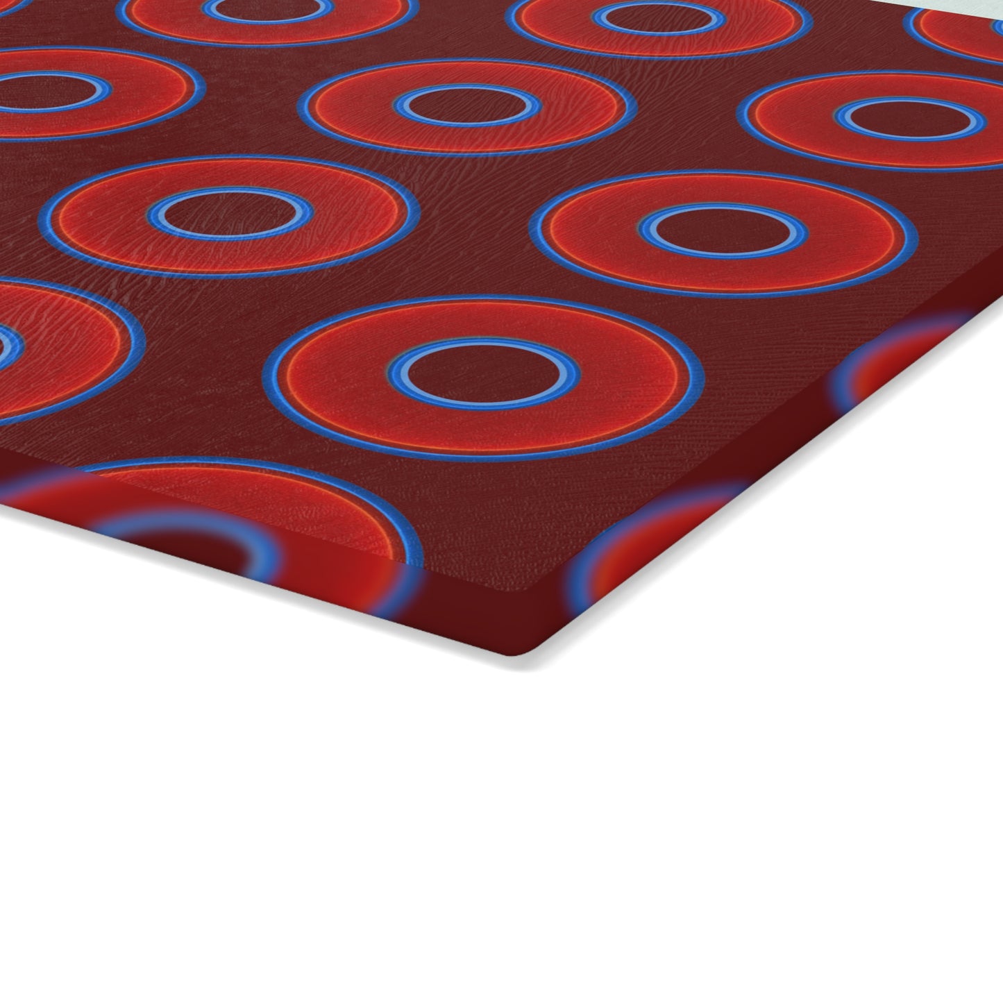 My Friend's Cutting Board - vivid red donuts w/dark red background