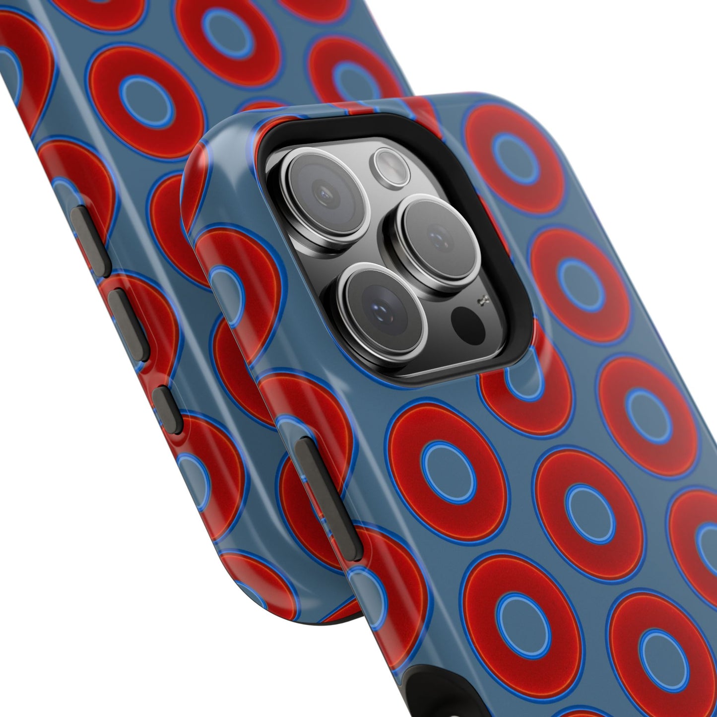 Magnetic Tough Donut Case - red vivid donut print w/steel blue background