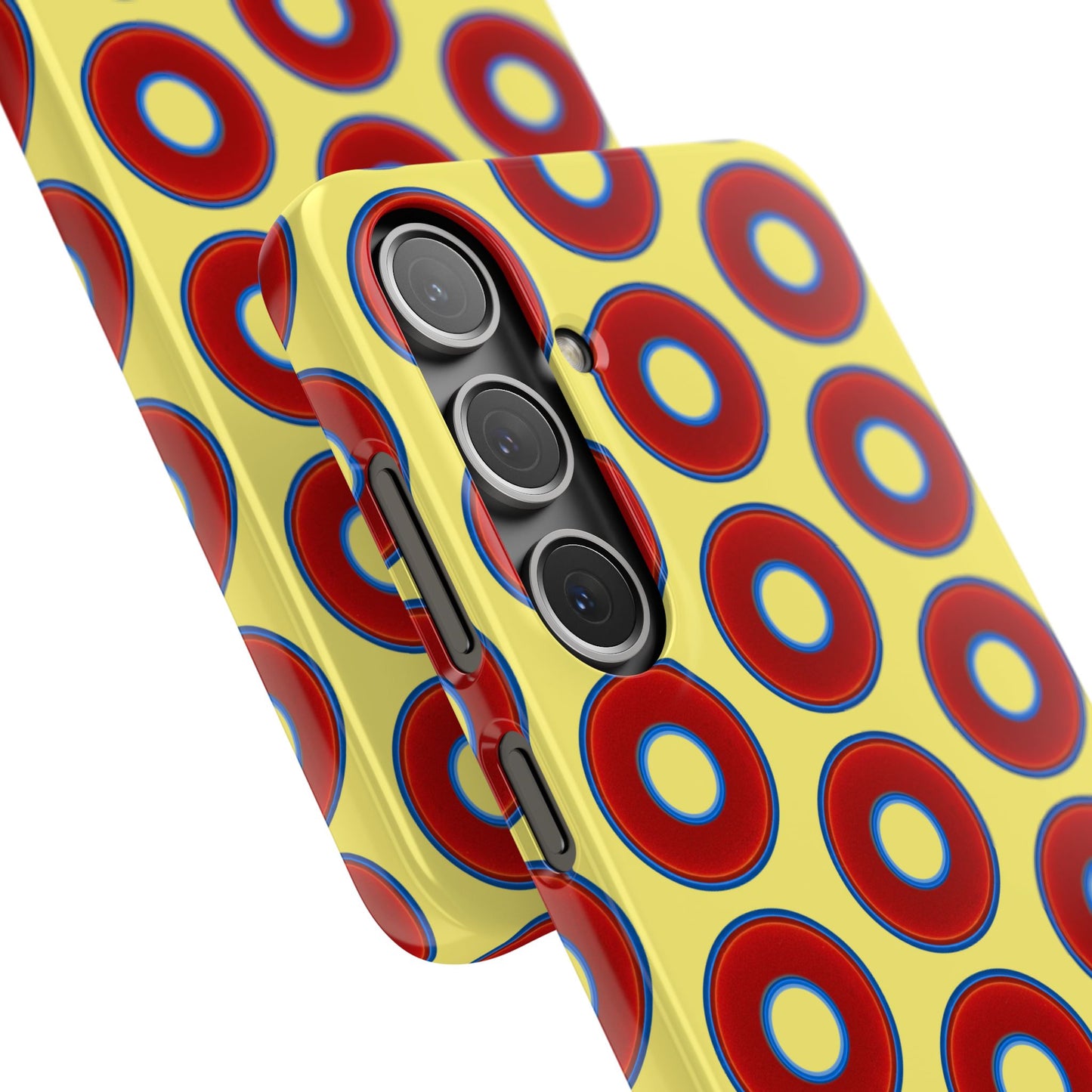 Lumpy Donut Snap Case - red vivid donut print w/yellow background