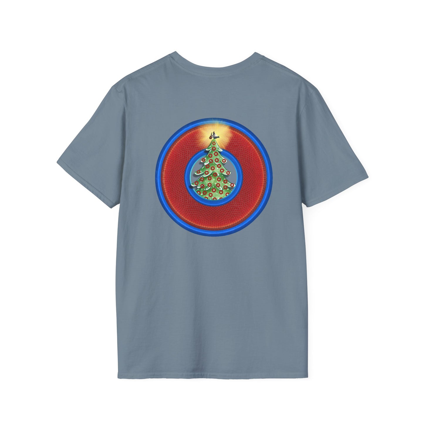 Classic Donut Tee - Unisex Soft-Style - "It's Always Phishmas in Philly" - rustic red/blue donut