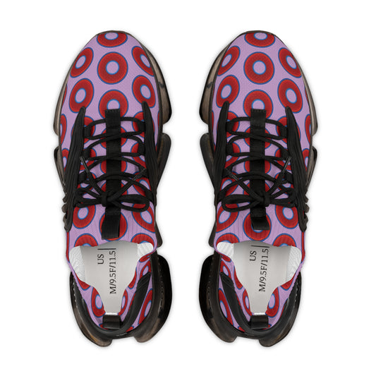 Donut Kicks - red vivid donut print w/wisteria purple background