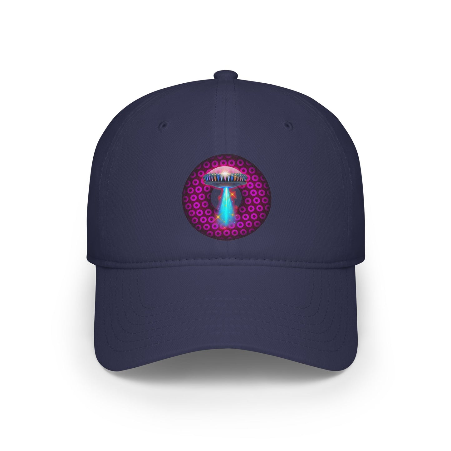 Lumpy Donut Baseball Cap - "They Serve Donuts on the Mothership Now" - variant 3 - magenta/burgundy paradoxical donut w/