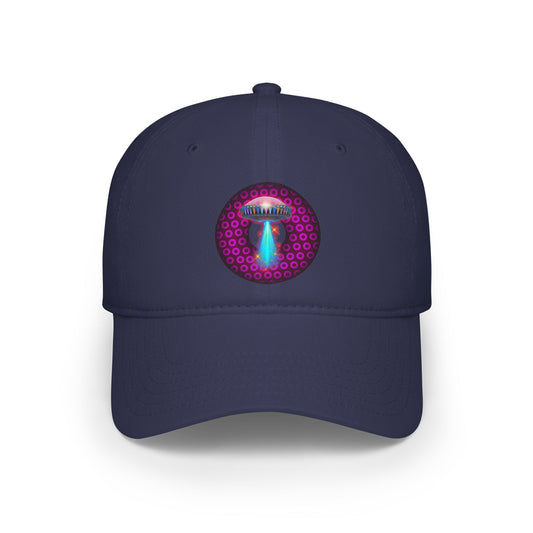 Lumpy Donut Baseball Cap - "They Serve Donuts on the Mothership Now" - variant 3 - magenta/burgundy paradoxical donut w/