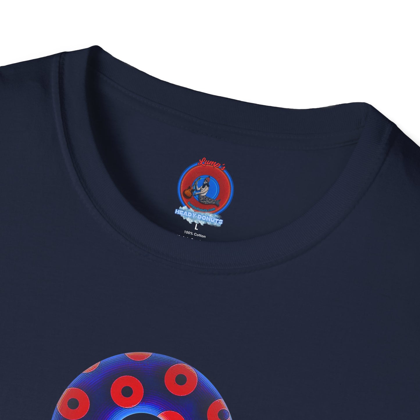 Plain Donuts/Unisex Soft-Style - "Plain Blimpy Paradoxical Donuts" - vivid royal blue/red donuts