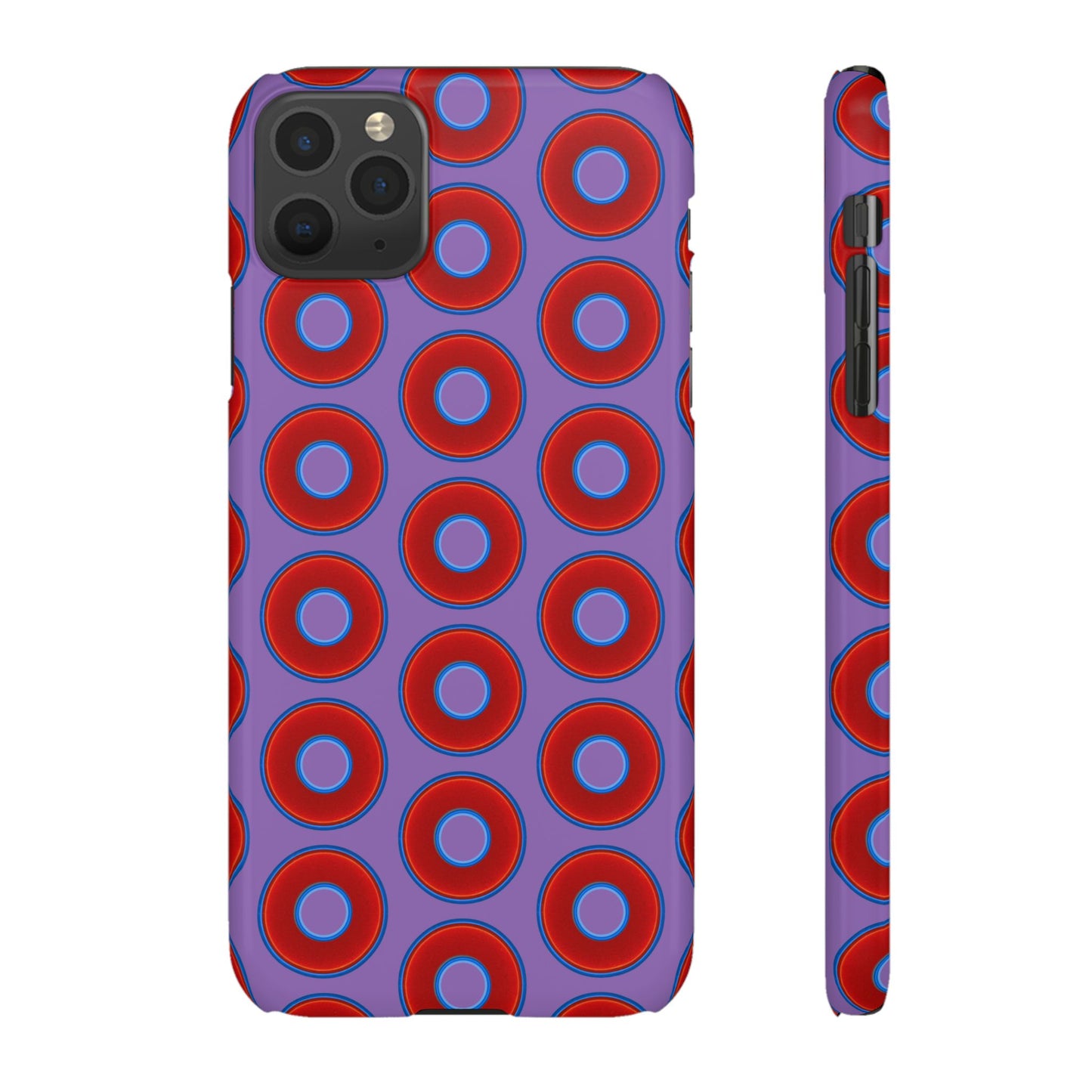 Lumpy Donut Snap Case - red vivid donut print w/light purple background