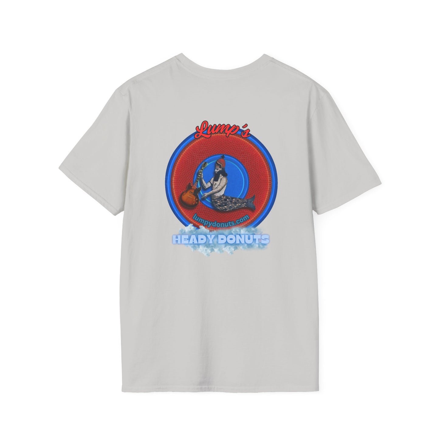 Classic Donut Tee - Unisex Soft-Style - "Lump's Heady Donuts Logo" - series 1.0  - red/blue rustic donut