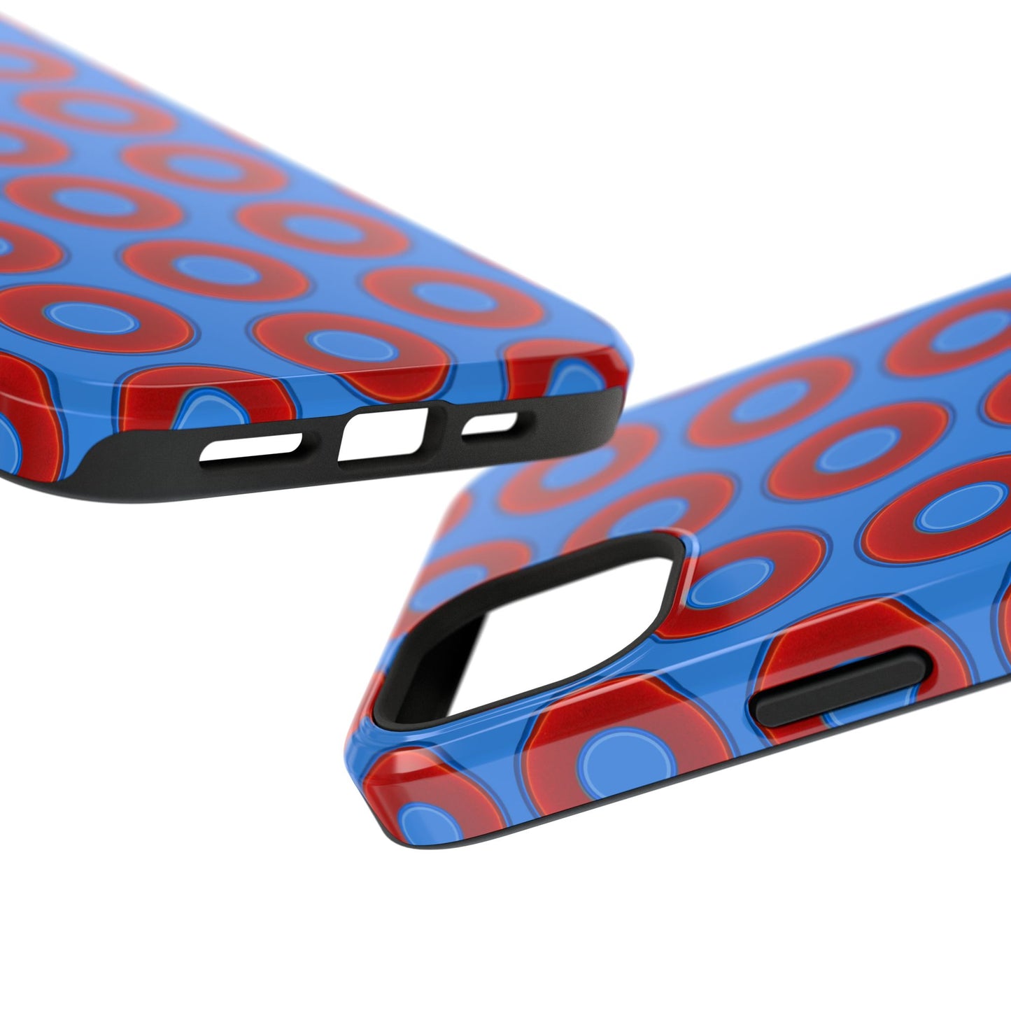 Impact-Resistant Lumpy Donut Case - red vivid donut print w/light royal blue background