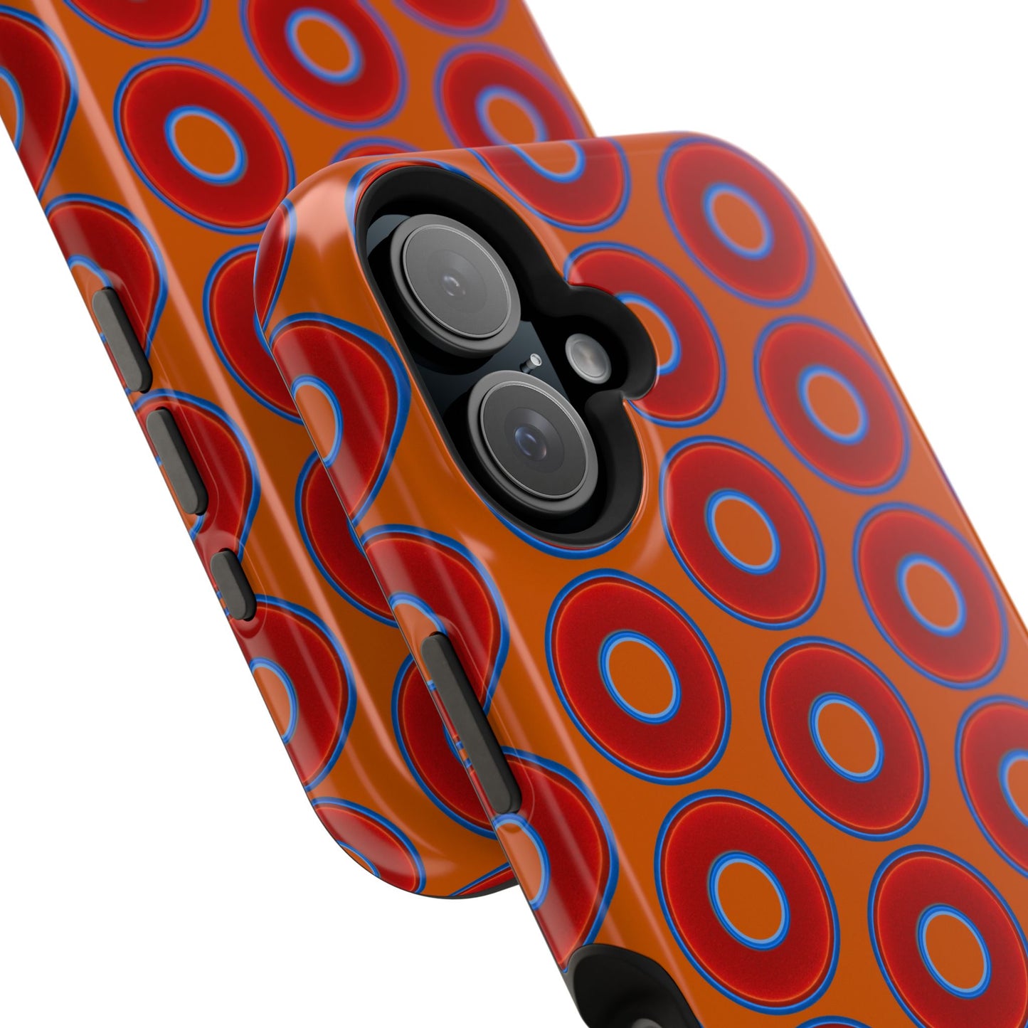 Magnetic Tough Donut Case - red vivid donut print w/dark orange background