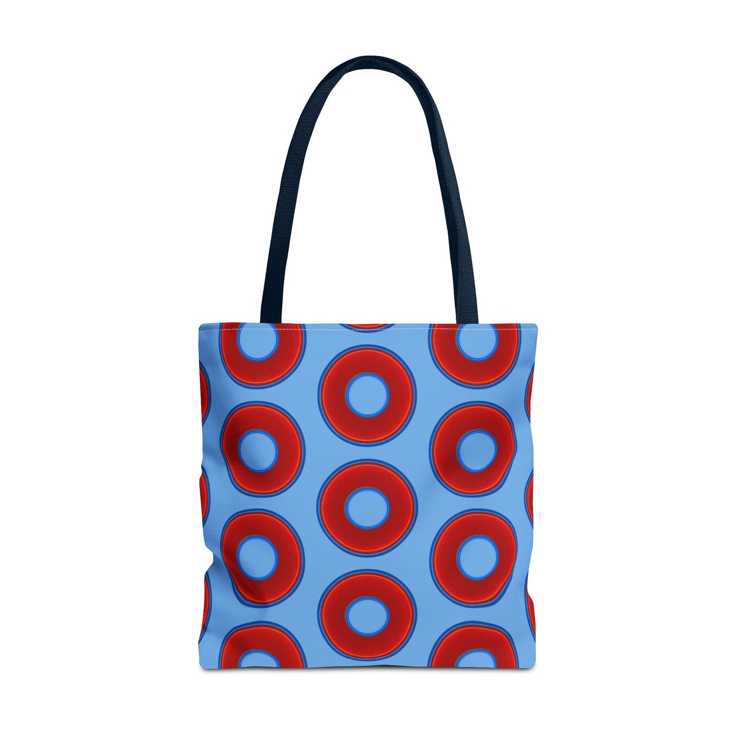 Lumpy Beach/Tote Bag - red vivid donuts w/light blue background