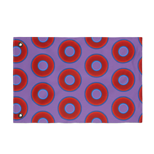 Lumpy Flagpole Sitters - Donut Flags [12" x 18"] - red vivid donut print w/light purple background