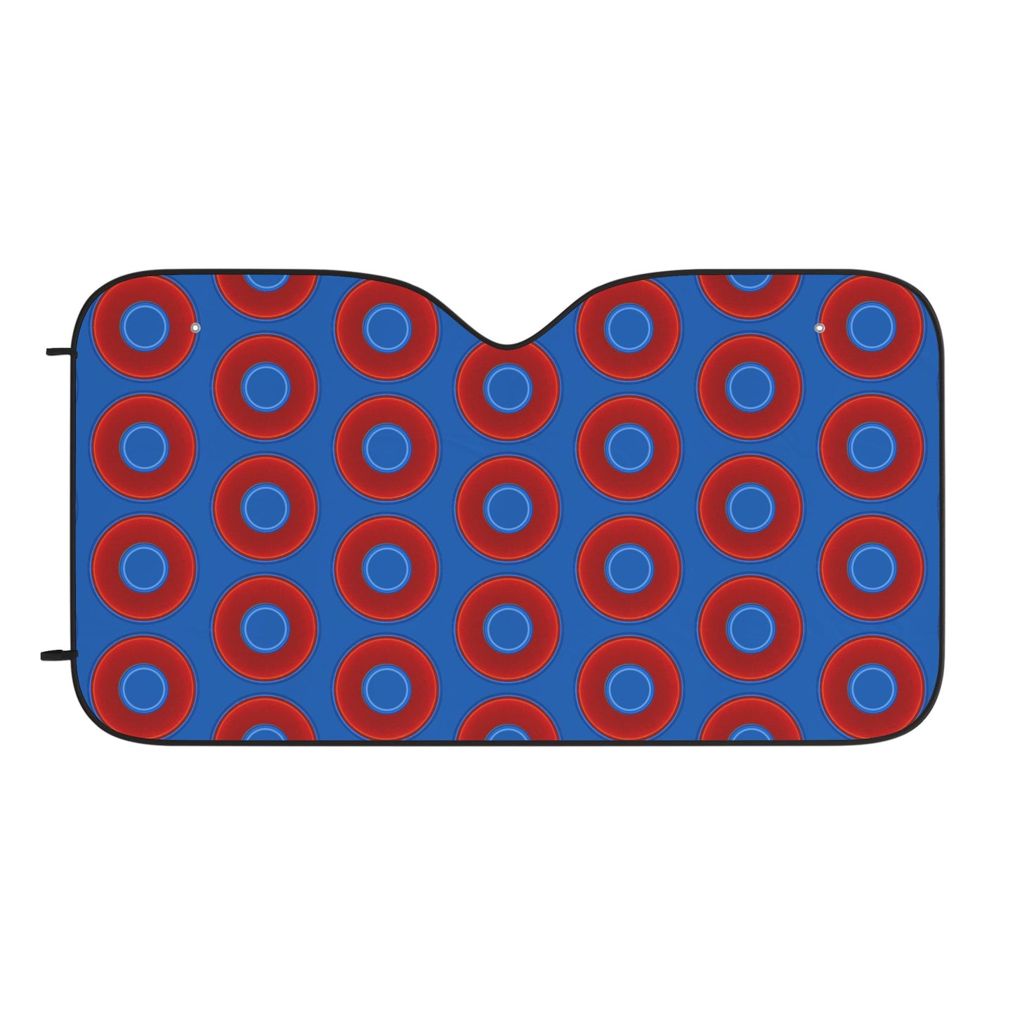Automotive Donut Sun Shade - red vivid donuts w/dark royal blue background