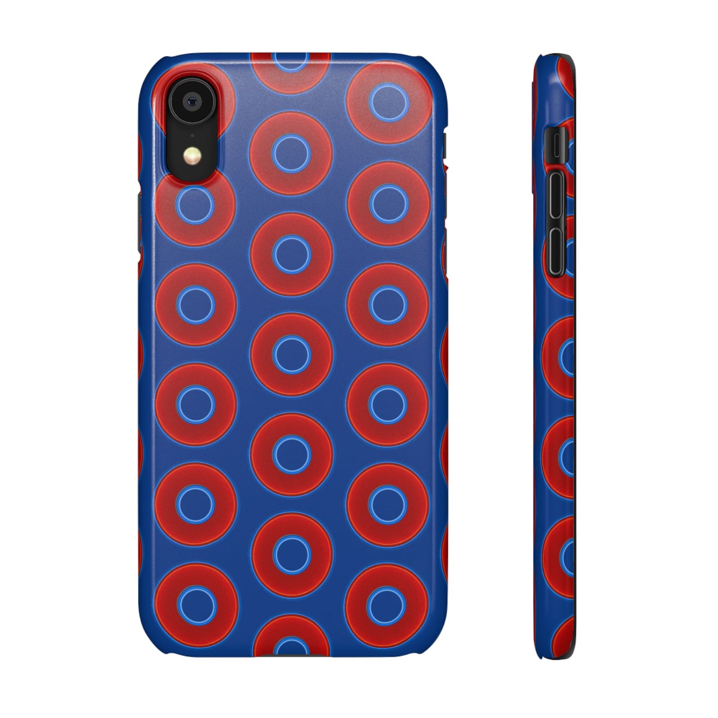 Lumpy Donut Snap Case - red vivid donut print w/dark blue background