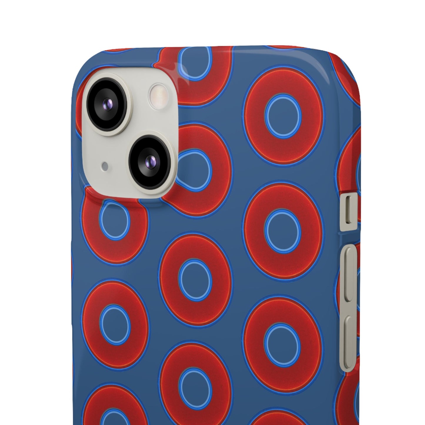 Lumpy Donut Snap Case - red vivid donut print w/light navy blue background