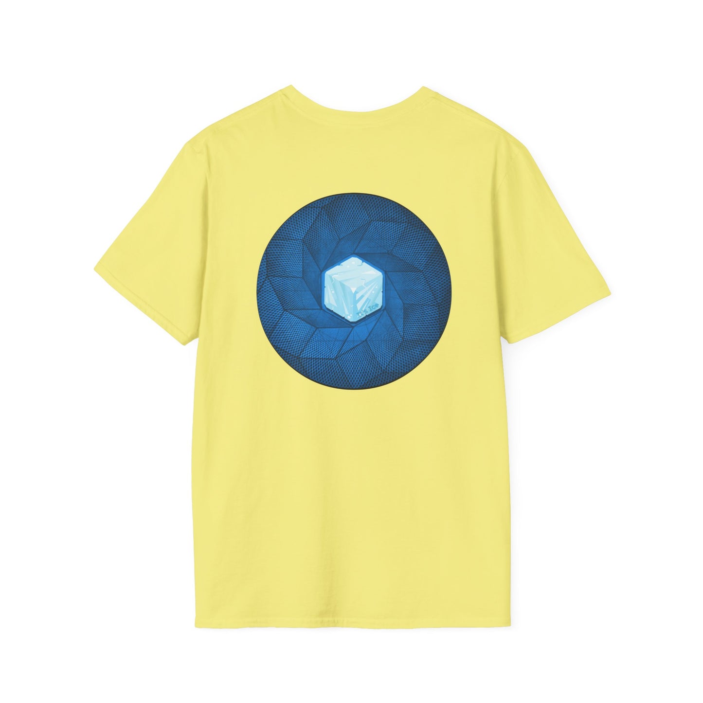 Coffee Traders Tee - Unisex Soft-Style - "Tasty Coffee" - paradoxical donut/cubed blue donut - variant 2 - logo front/It's Ice Cube's back