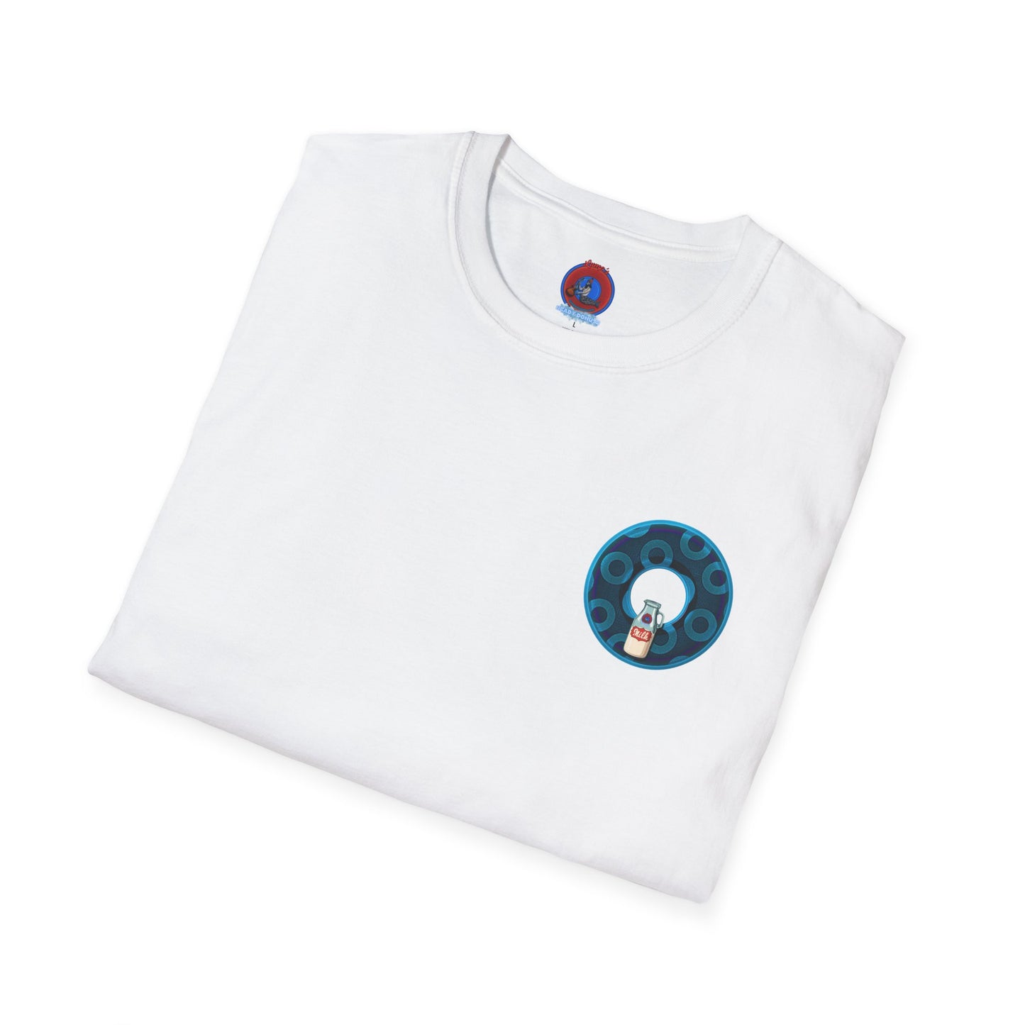 Classic Donut Tee - Unisex Soft-Style - "Wooked Cream - YEMSG Donut " - blue/teal rustic paradox donut - variant 7