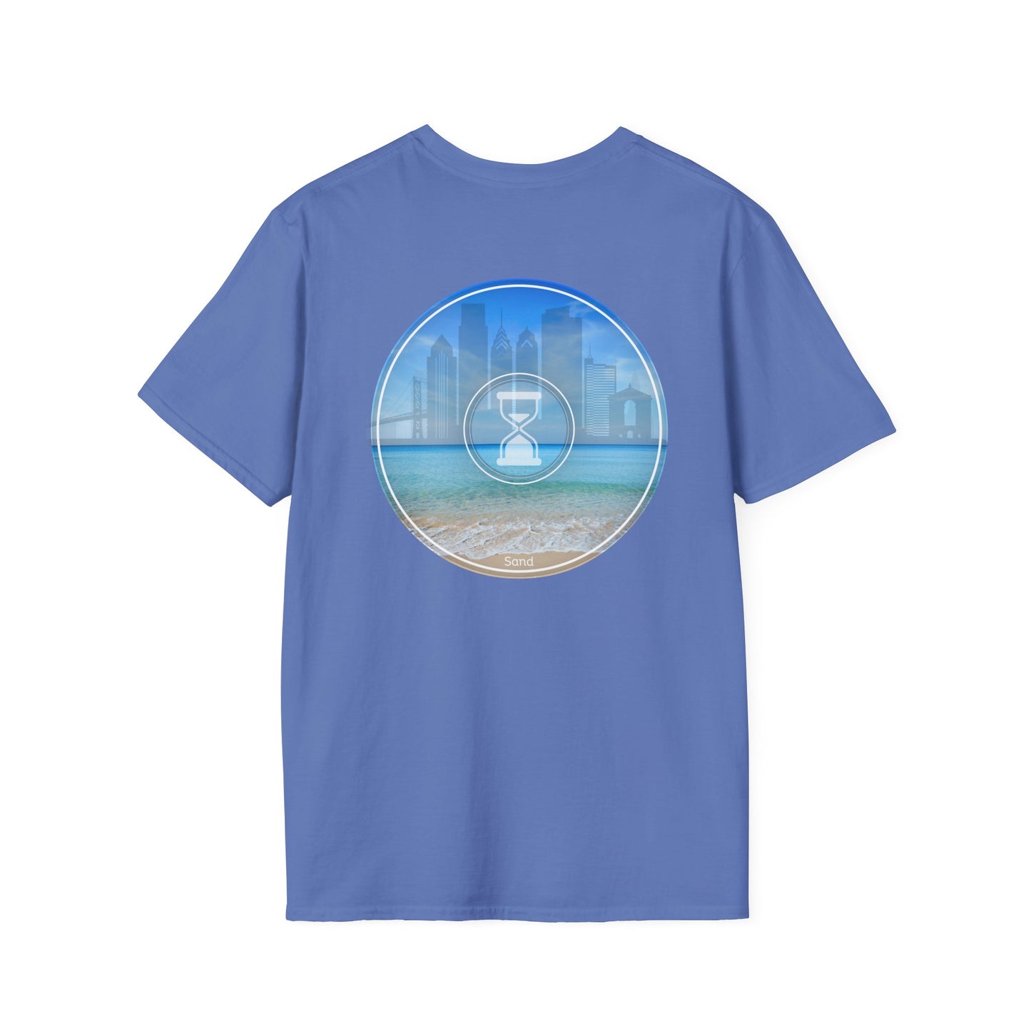 Classic Donut Tee - Unisex Soft-Style - "Philly Special: Still Loading Sand" - vivid blue  pic donut - variant 1