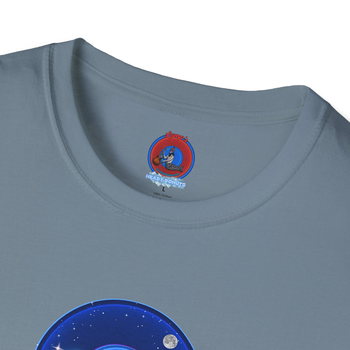 Classic Donut Tee - Unisex Soft-Style - "The Hopeful Waving Donut" - variant 2 - vivid blue donut