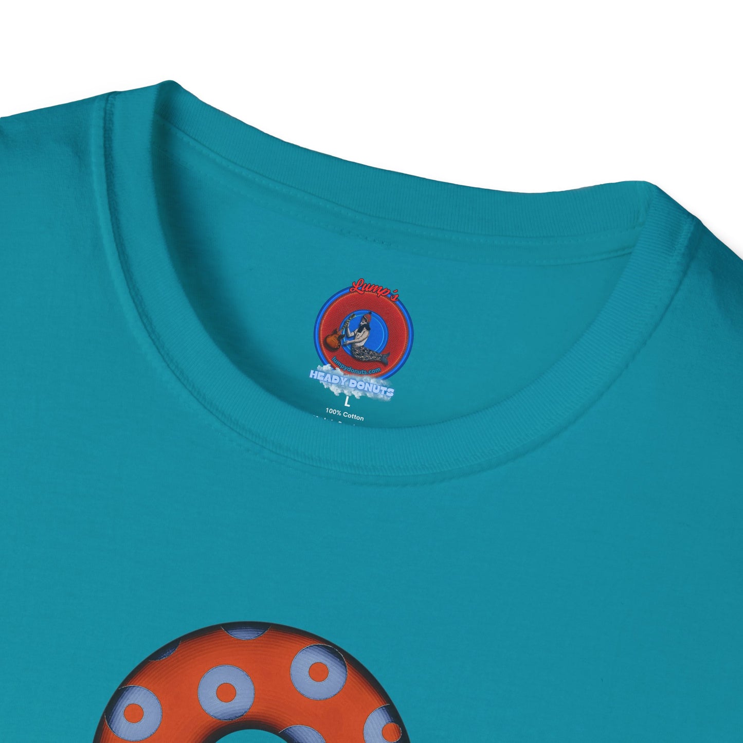 Plain Donuts/Unisex Soft-Style - "Plain Blimpy Paradoxical Donuts" - light blue/orange donuts