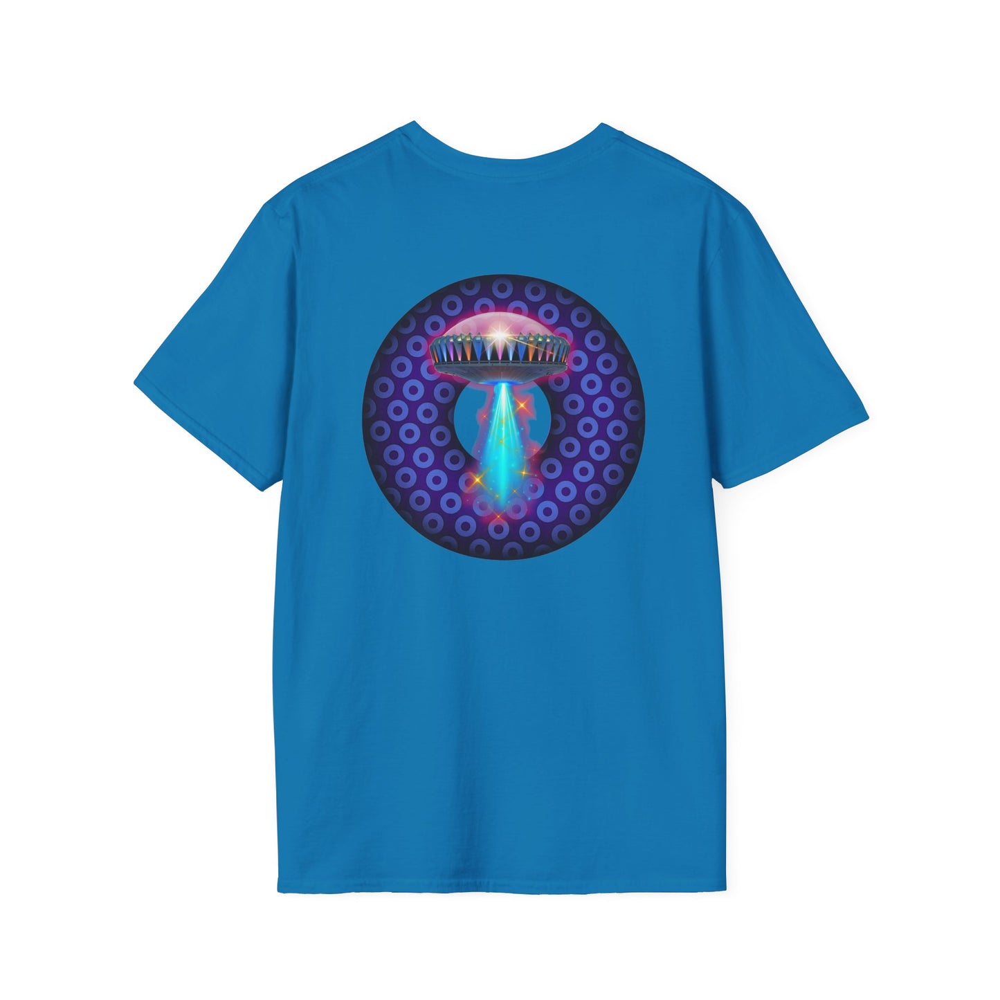 Classic Donut Tee - Unisex Soft-Style - "Donuts now Served on the Mothership" - series 1.0  - variant 5  - purple/violet paradoxical donut