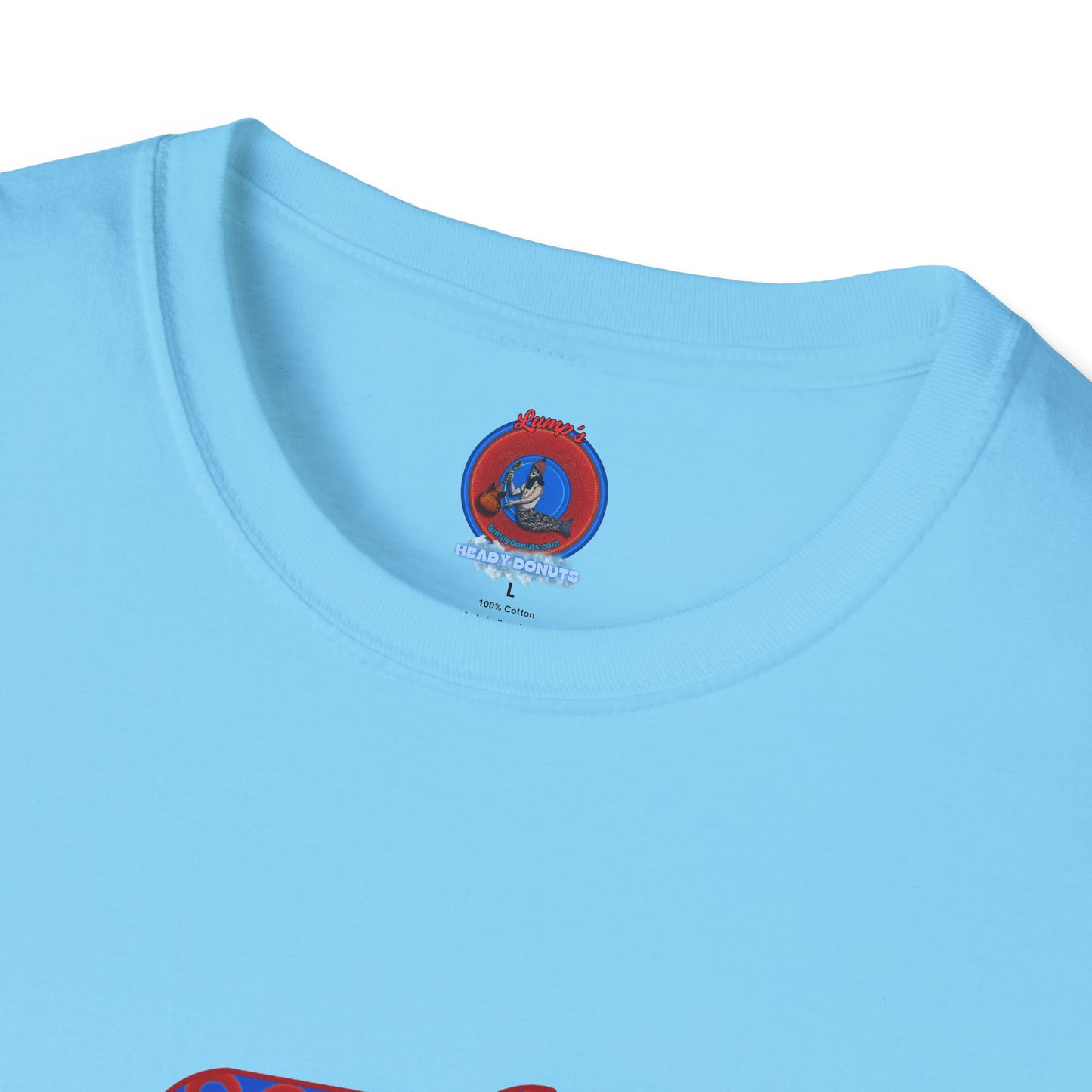 Classic Donut Tee - Unisex Soft-Style - "Guyute's Ugly Donut" - vivid red/blue donut pattern - variant 3