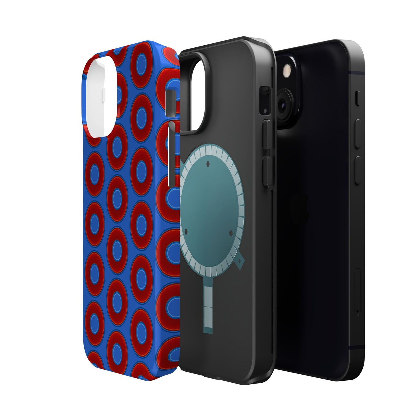 Magnetic Tough Donut Case - red vivid donut print w/medium royal blue background