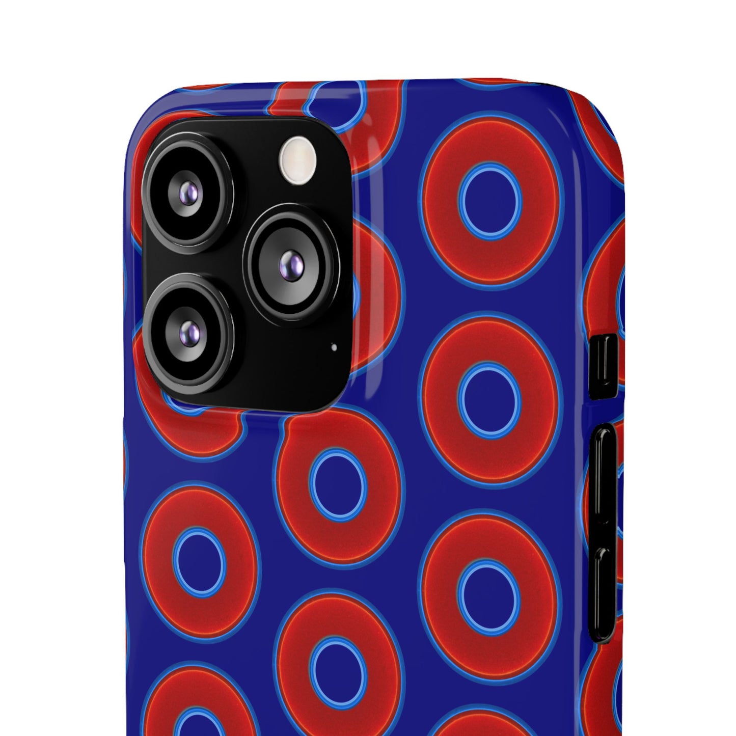Lumpy Donut Snap Case - red vivid donut print w/vivid navy blue background