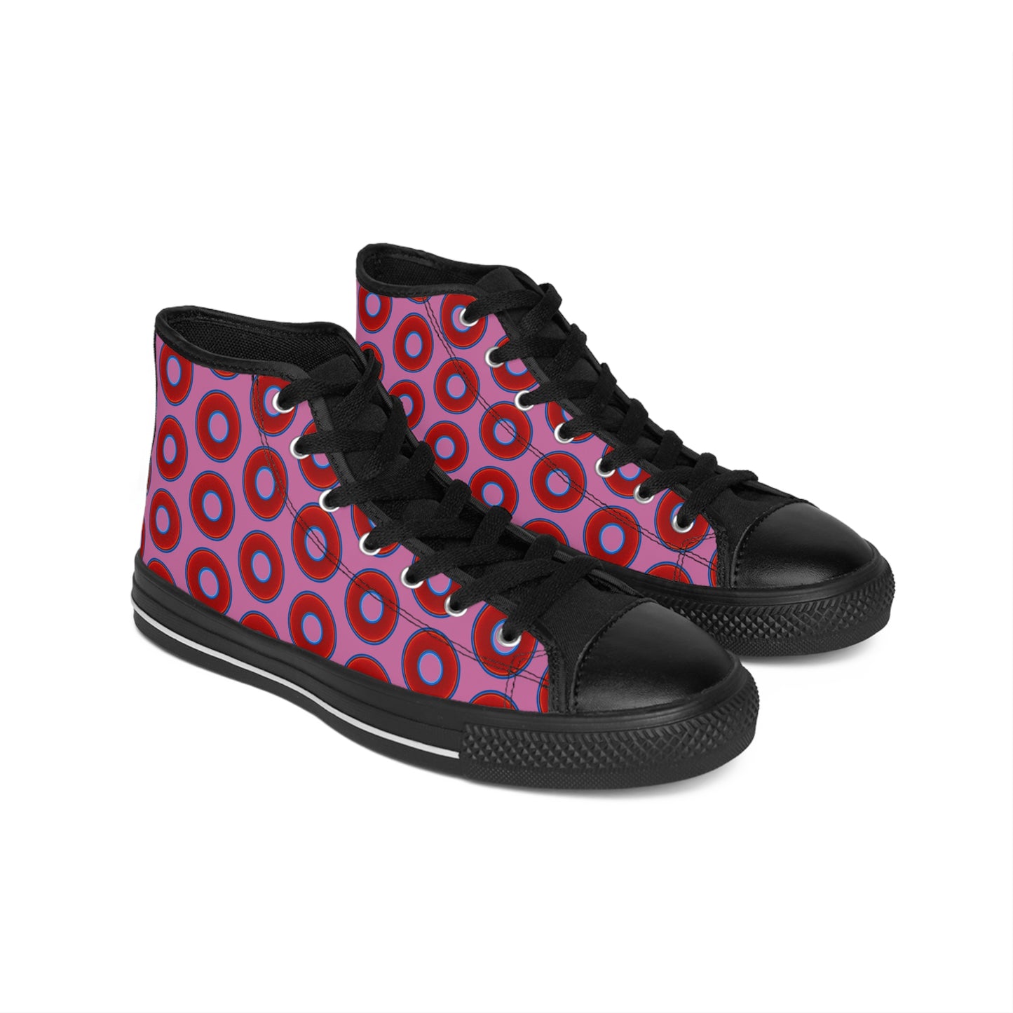 Men's Cushiony Convectors - High Tops - red vivid donuts w/pink background