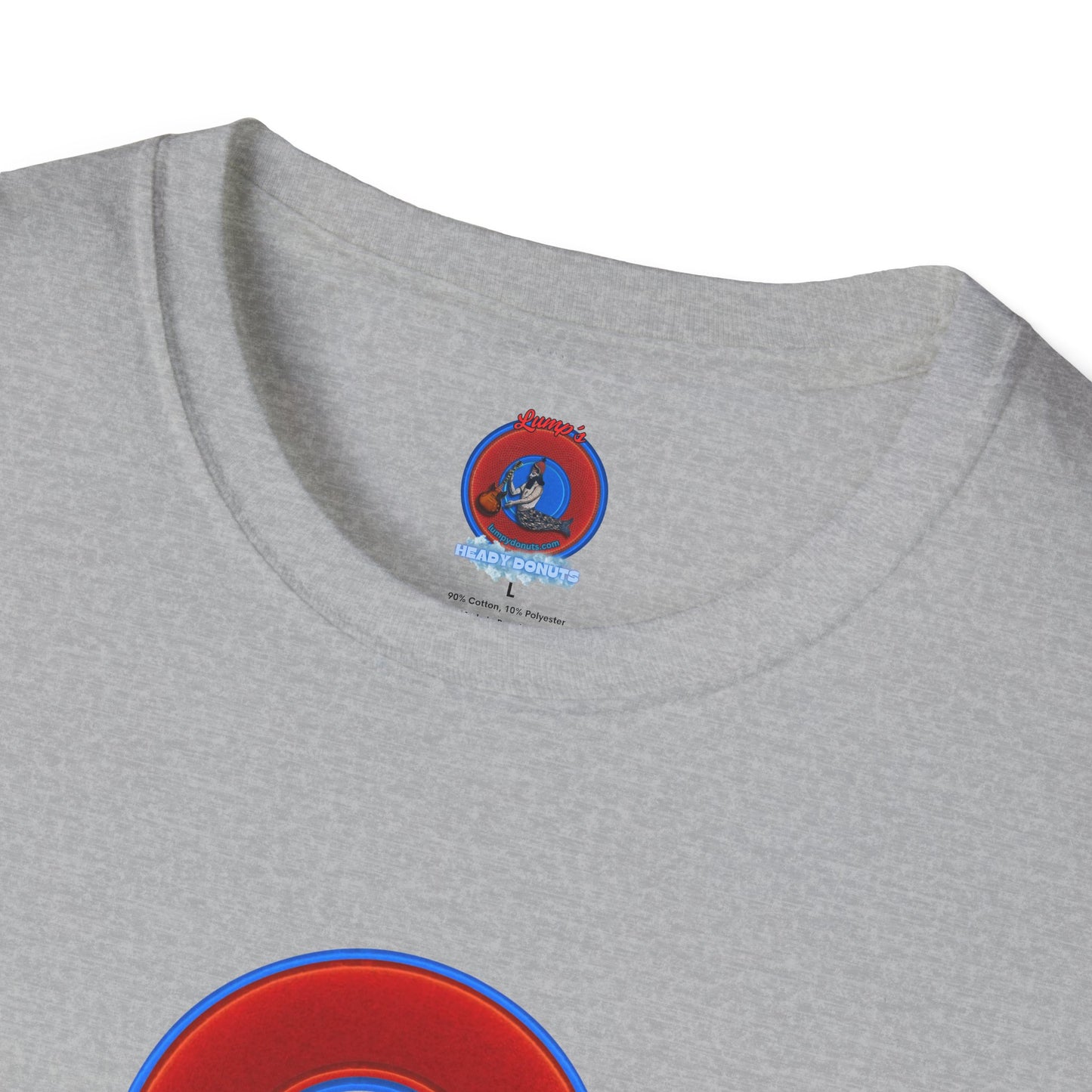 Classic Donut Tee - Unisex Soft-Style - "Ocean Donuts of Love" - vivid red donut - variant 1