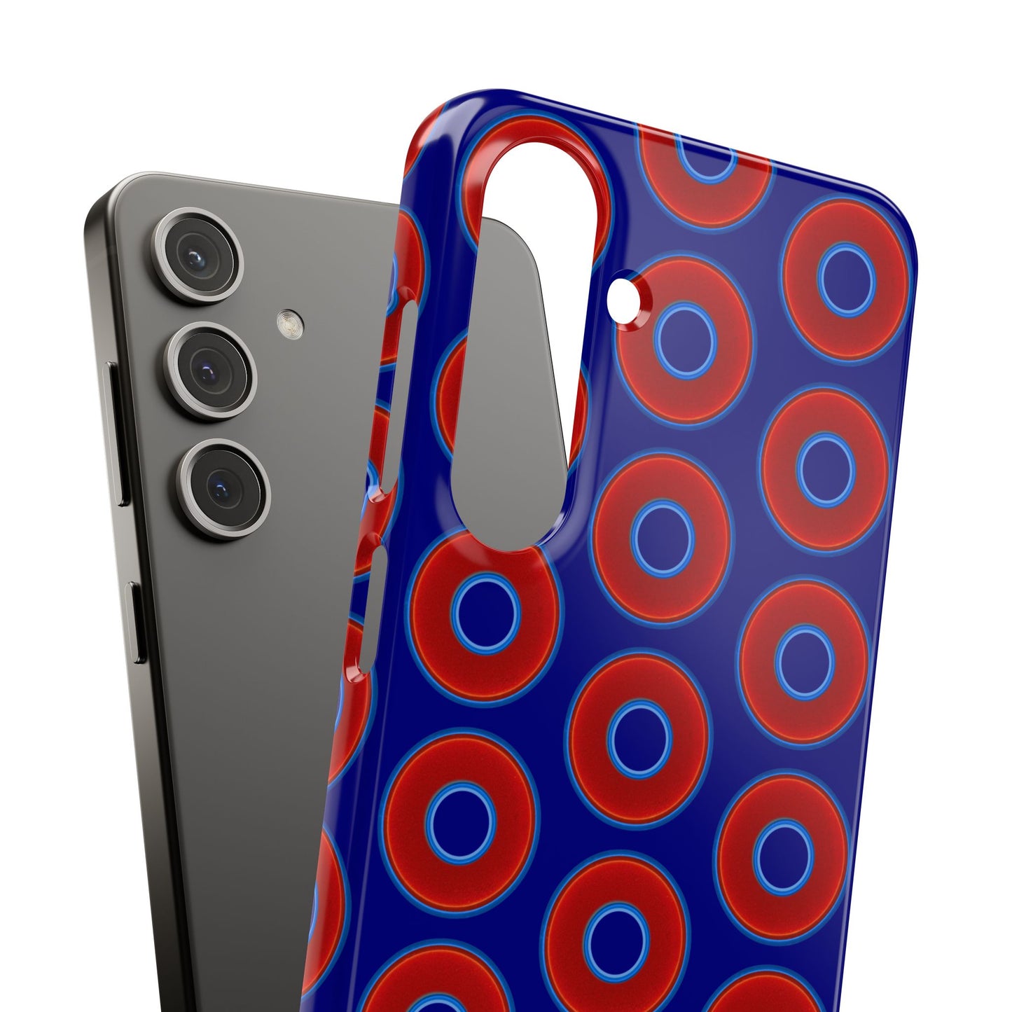 Lumpy Donut Snap Case - red vivid donut print w/vivid navy blue background