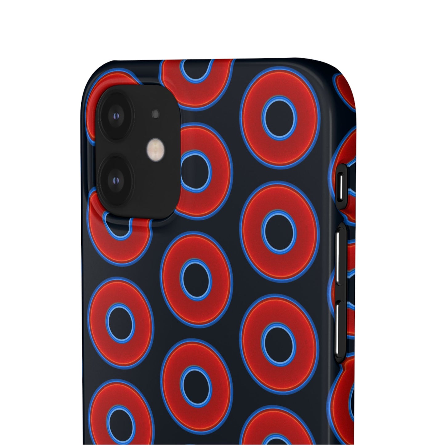 Lumpy Donut Snap Case - red vivid donut print w/blue charcoal background