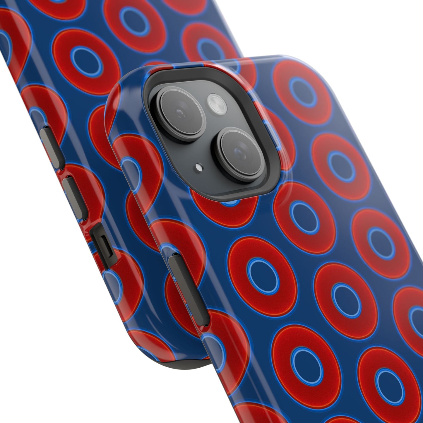 Magnetic Tough Donut Case - red vivid donut print w/Atlantic navy blue background