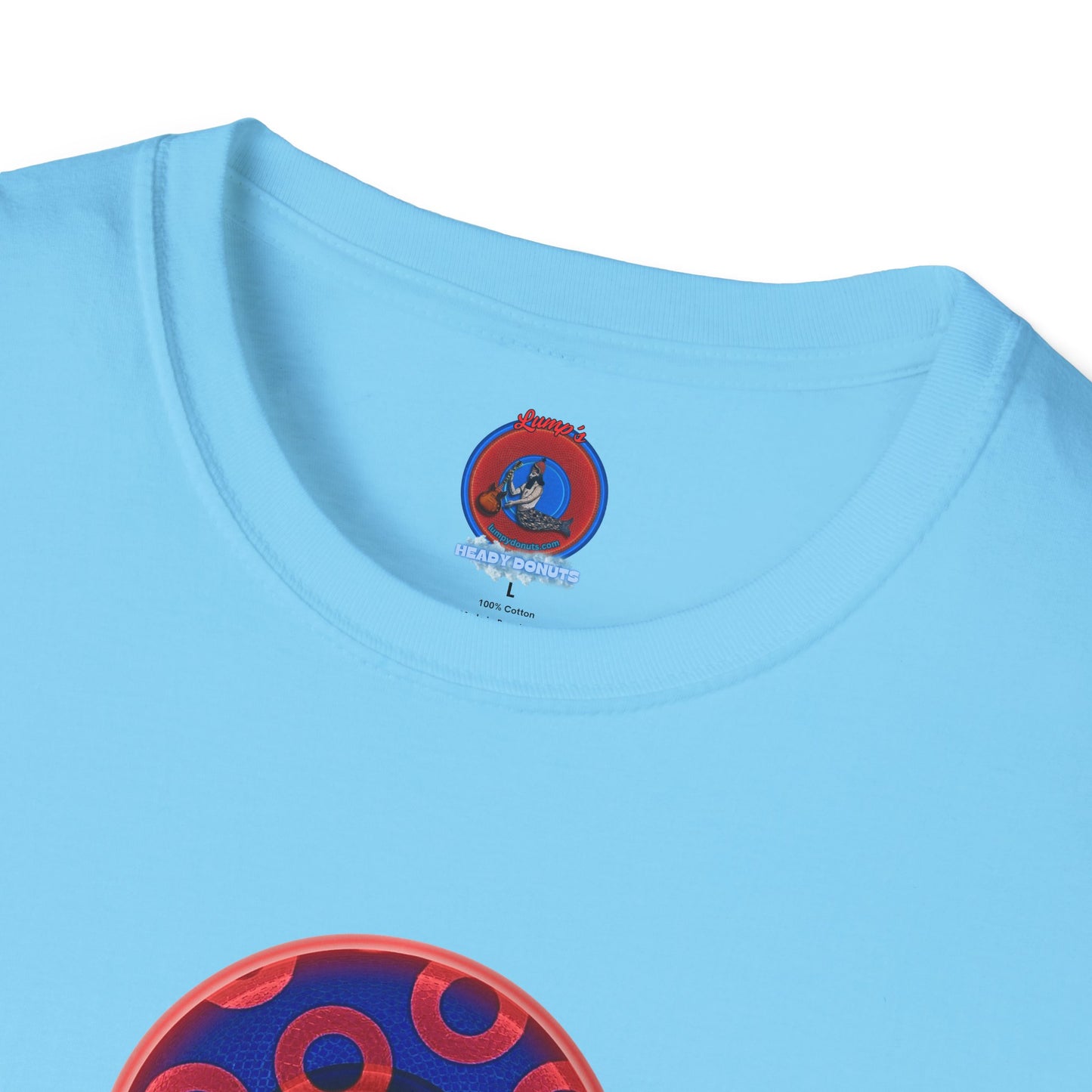 Classic Donut Tee - Unisex Soft-Style - "Kaleidoscope Abyss of Donut" - paradoxical print - variant 2 - series 1.0 - donut vortex - red/blue