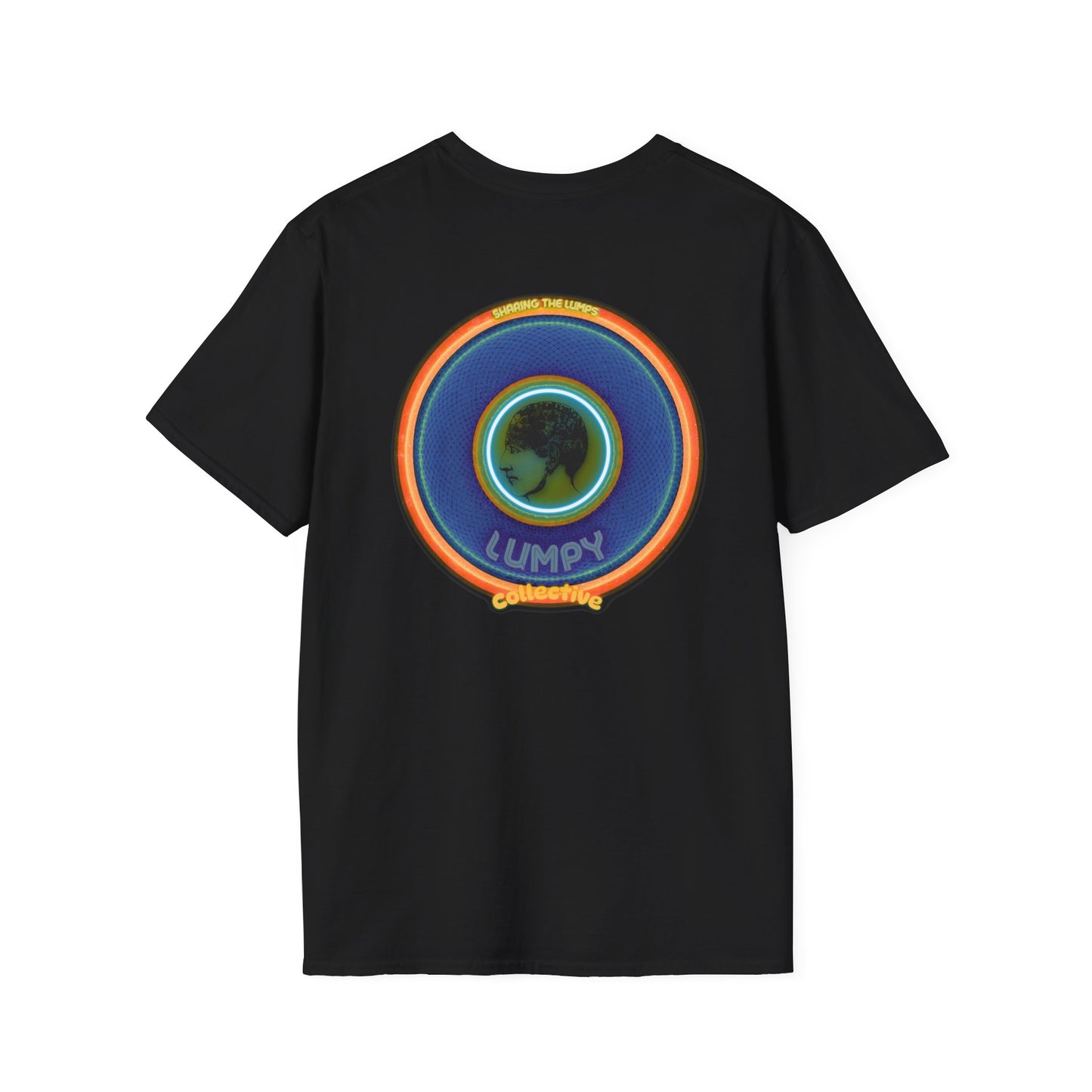 Classic Donut Tee - Unisex Soft-Style - "Lumpy Collective Donut" - blue/orange lumpy donut - variant 4