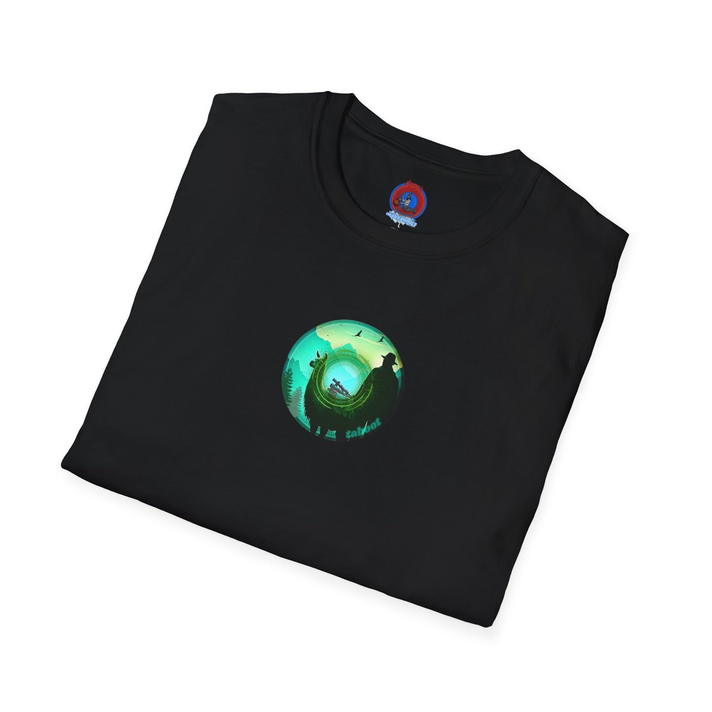 Lumpy Coffee Traders Tee - Unisex Soft-Style - "Taboo, taboot!" - paradoxical logo donut - variant 2 - taboo, taboot front/logo back