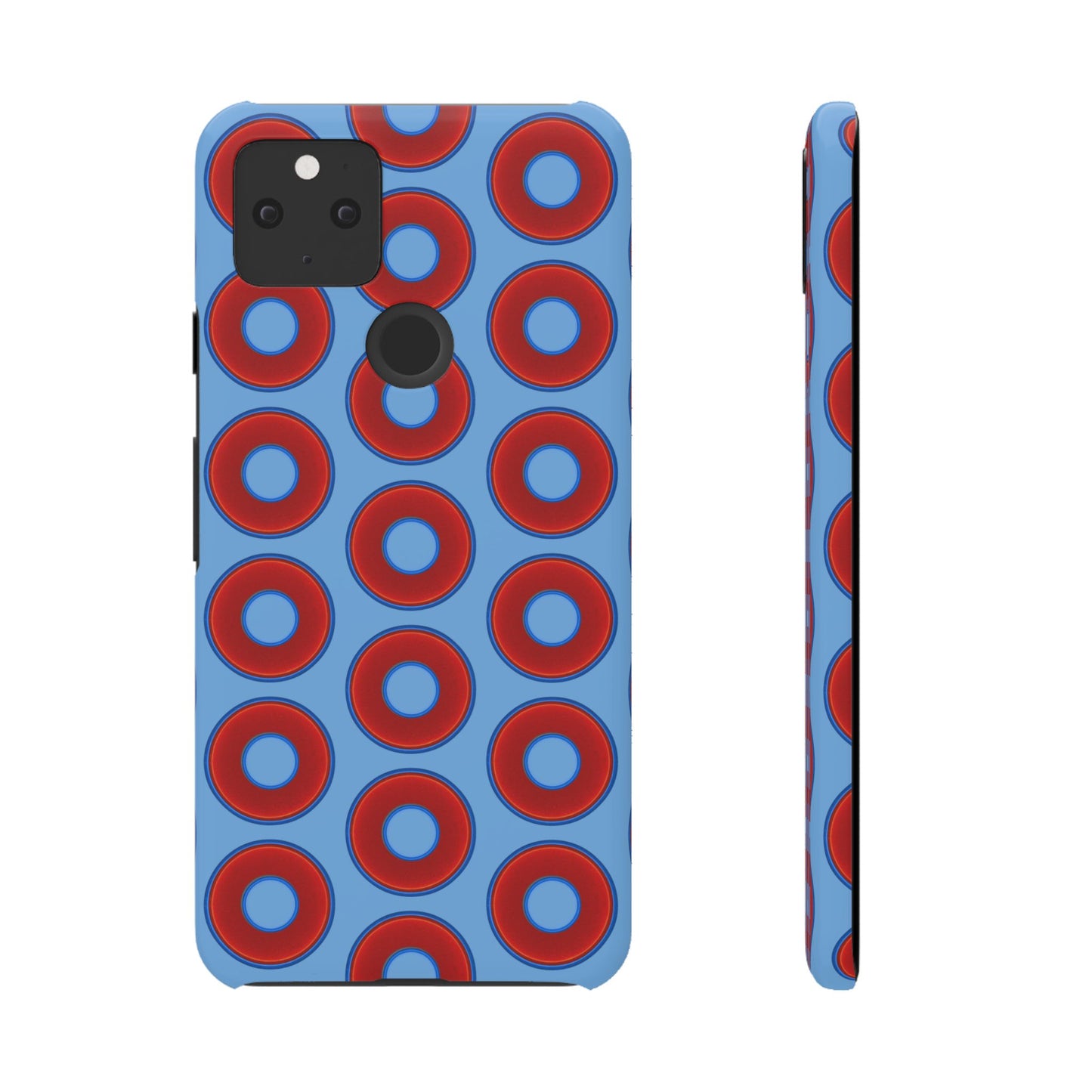 Lumpy Donut Snap Case - red vivid donut print w/light blue background